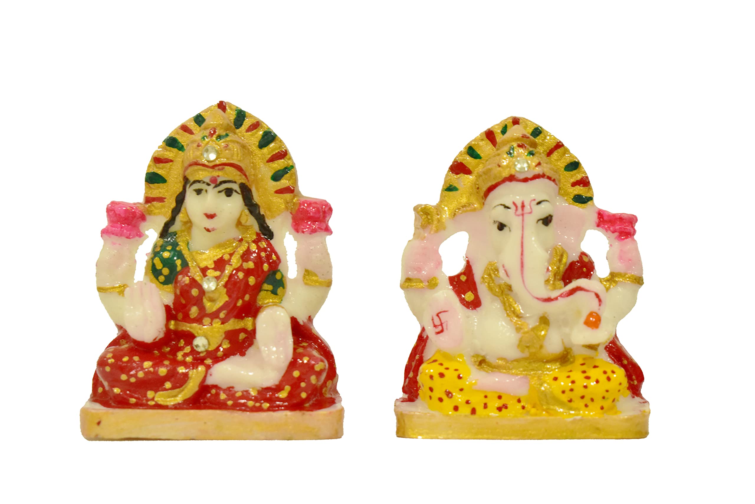 Tarini Gallery Lakshmi Ganesh Pooja Spiritual Sculpture Indian Antique Statue Décor for Home Entrance Temple Decoration Festivals Diwali and Gifting