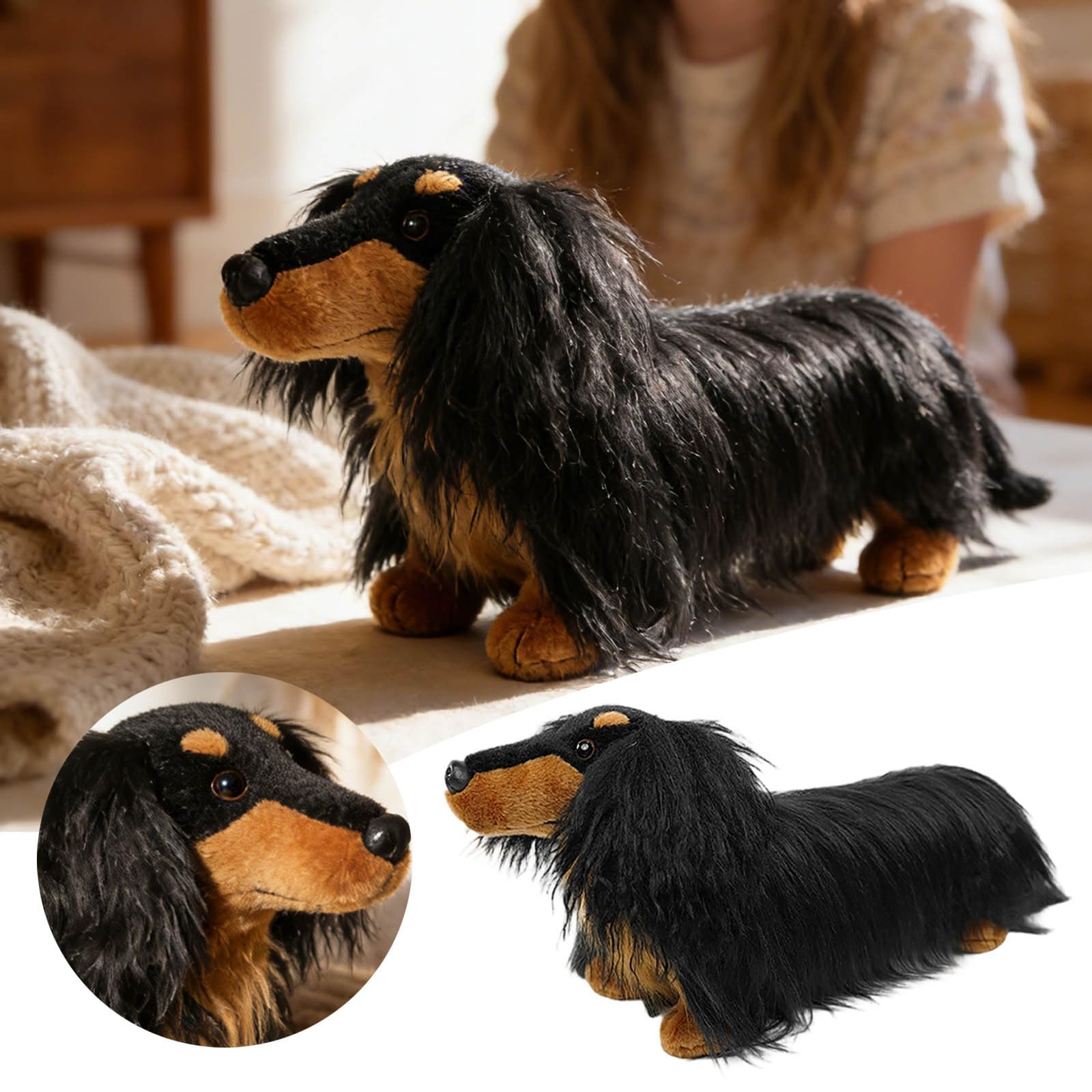 Peluche De Perro Salchicha Realista – Terciopelo Suave, 17x15x10 Cm, Peso 150g, Alivia El Estrés, Regalo Emocional Para Todas Las Edades