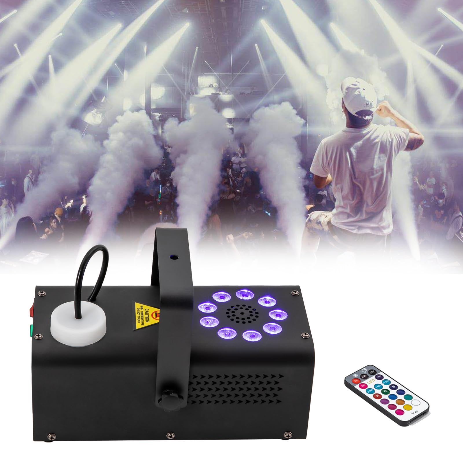 Nebelmaschine mit Fernbedienung Led Nebelmaschine 500W Nebel-SprüHgeräT mit Rgb Farbwechsel, Fernbedienung SprüHweite für Party Hochzeit BüHne Bar Leise Freistehend/HäNgend für Event-Djs