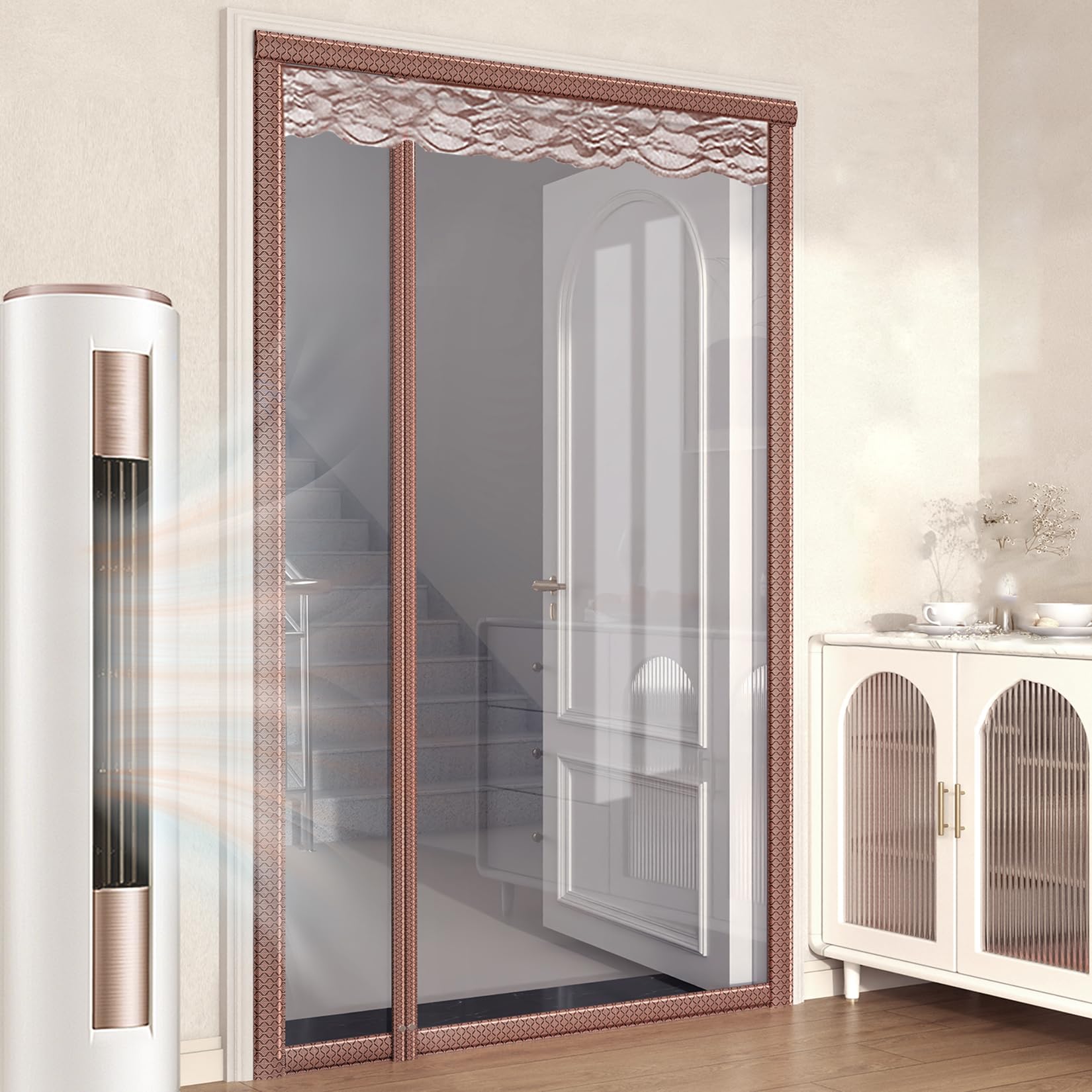 Isolant phonique anti froid pour porte rideau thermique magnétique automatique de salon