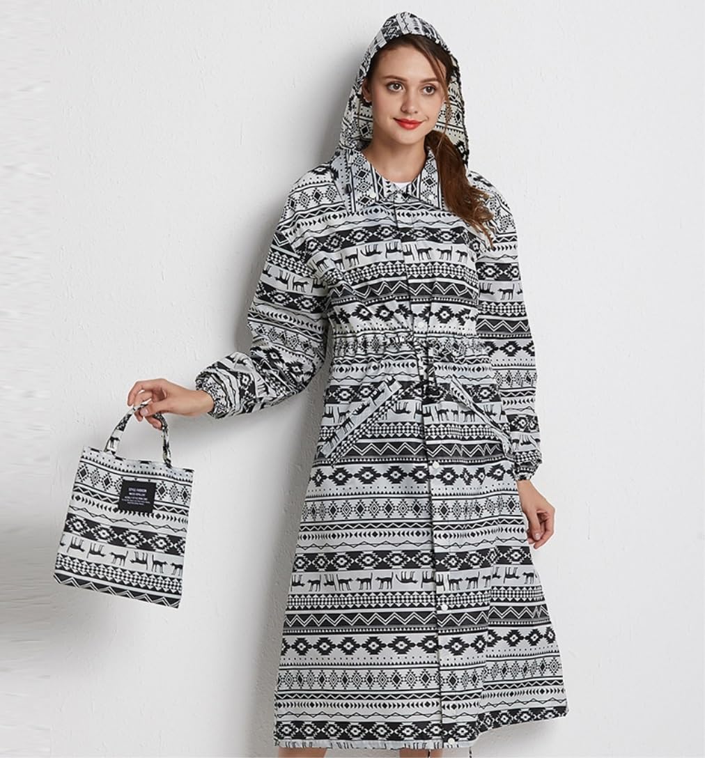 Chubasquero Poncho De Lluvia Largo para Mujer, Impermeable, con Capucha, para Senderismo, Impermeable Fino Impermeable(B,XXL)