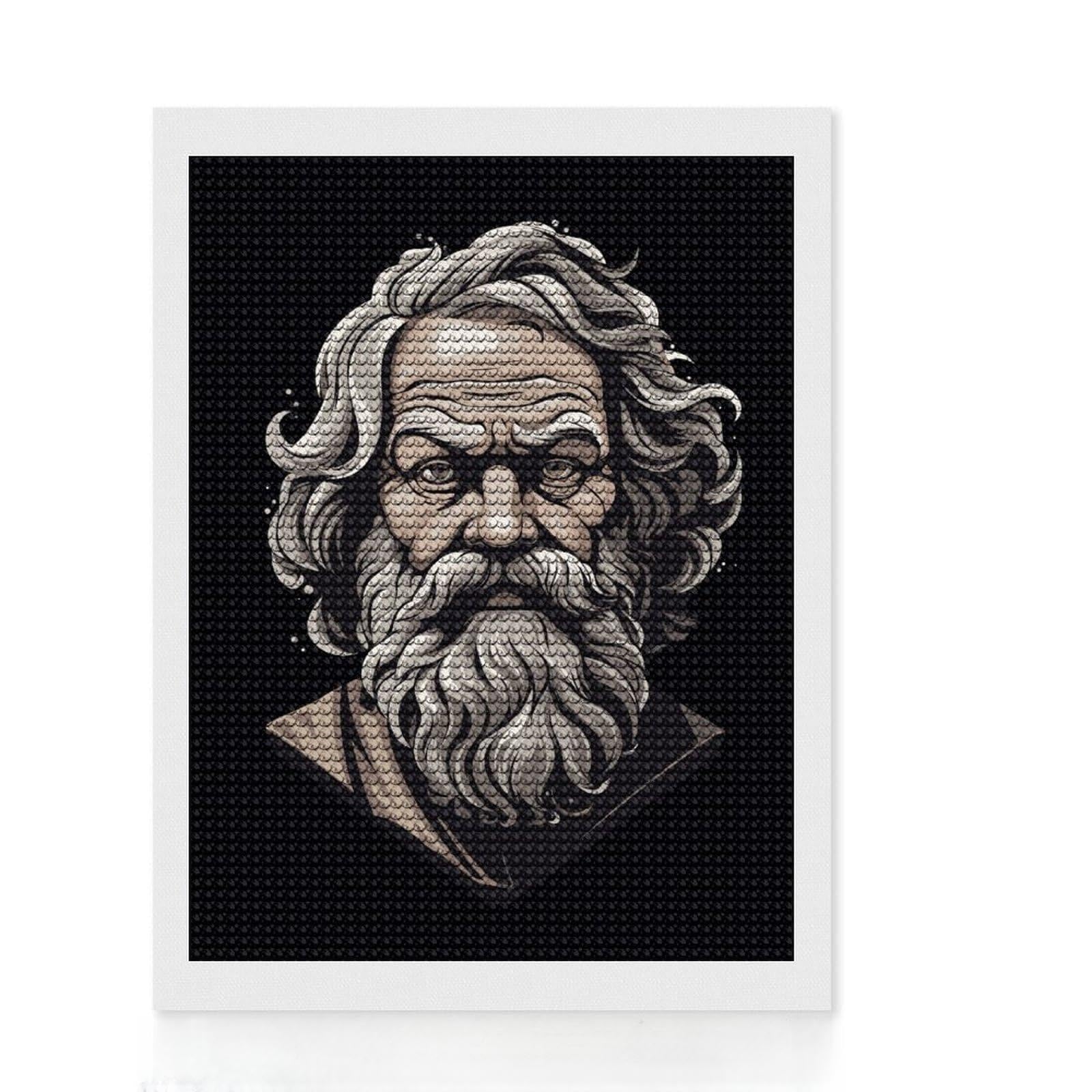 Junmoney Socrates Greek Philosopher Diamond Painting Canvas Set 12"x16", Neat Printed Canvas, Creative Leisure Activity, Cosy Home Accent