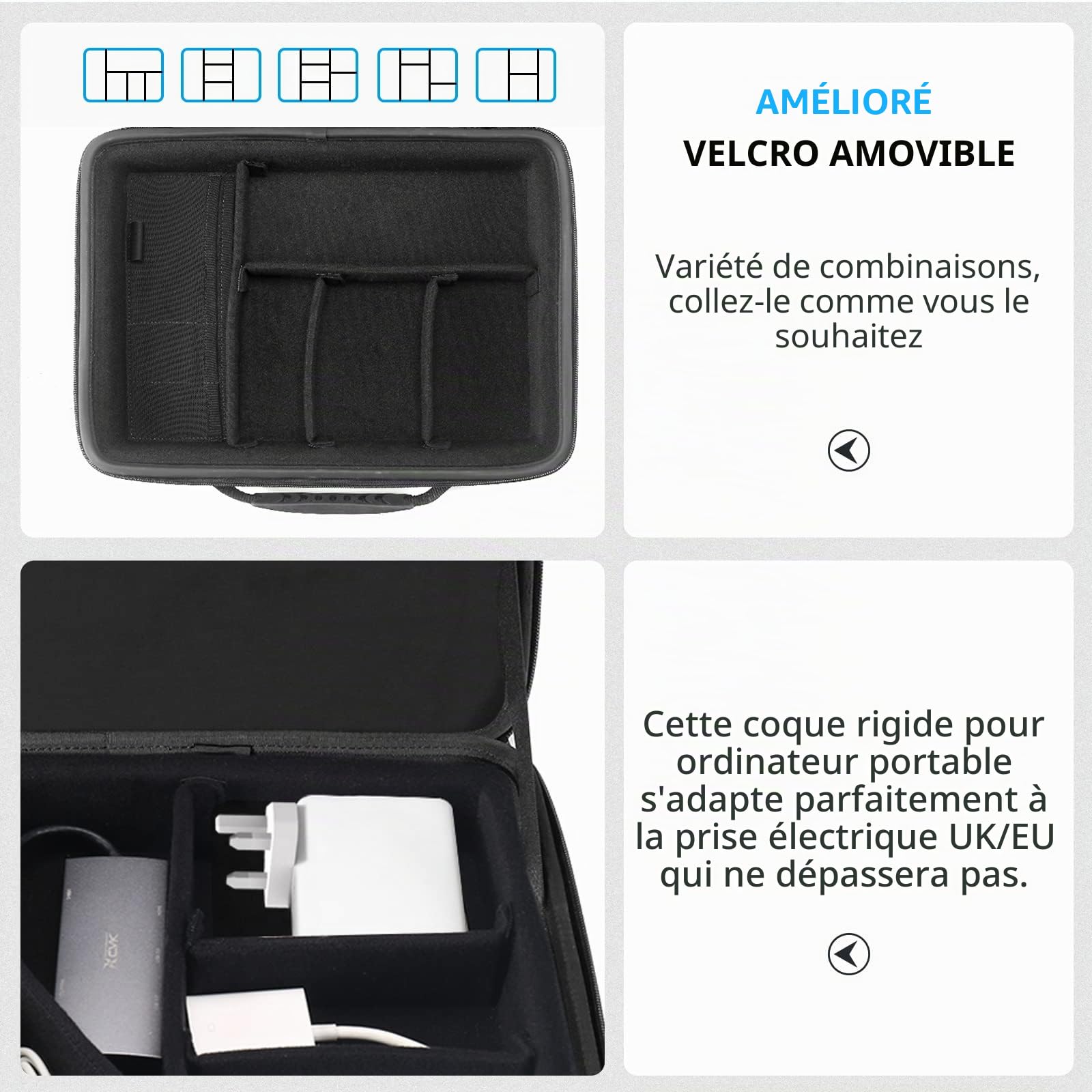 Smatree Sacoche Rigide pour Ordinateur Portable 13 pouces Compatible avec MacBook Pro 13,3-14 pouces/ MacBook Air 13,6 pouces, Housse de transport 13,3 pouces avec Compartiment pour Accessoires -Noir