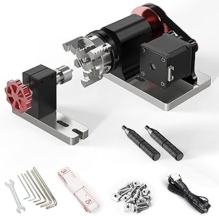 Twotrees 360° Drehachse für TTC450 PRO und CNC，4. Achse der CNC-Rotationsachse, Vierte Achse für Lasergravur speziell für Kunsthandwerk,Backenfutter Rotary zum Gravieren zylindrischer Objekte