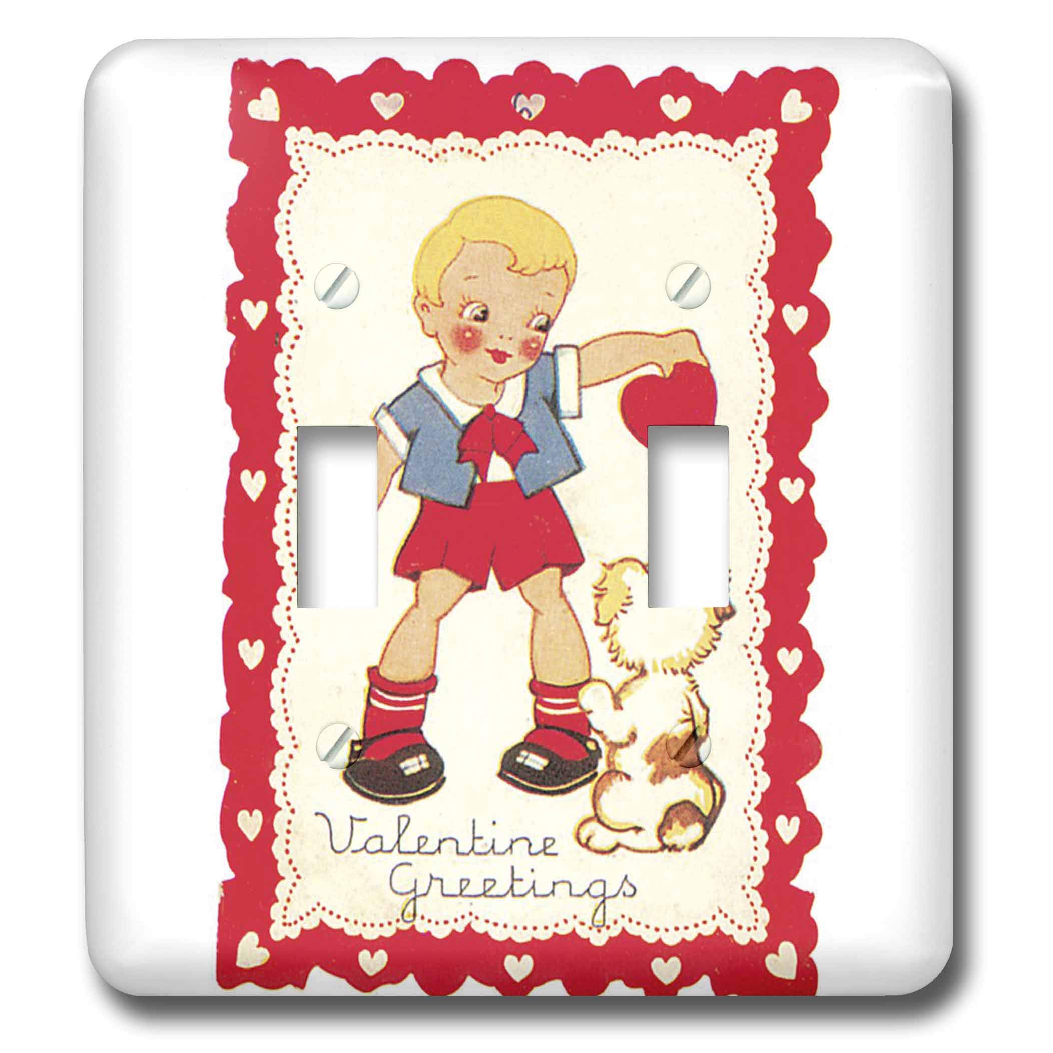 Interruptor doble 3dRose lsp_38437_2 placa decorativa de pared vintage San Valentín con perro