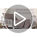 FLXXIE 4 Pieces Toddler Bedding Set, Soft and Breathable Microfiber Crib Sheet Set, Includes Quilted Comforter, Flat Top Sheet, Fitted Sheet, Envelope Pillow Case for Boys and Girls, Somke Grey