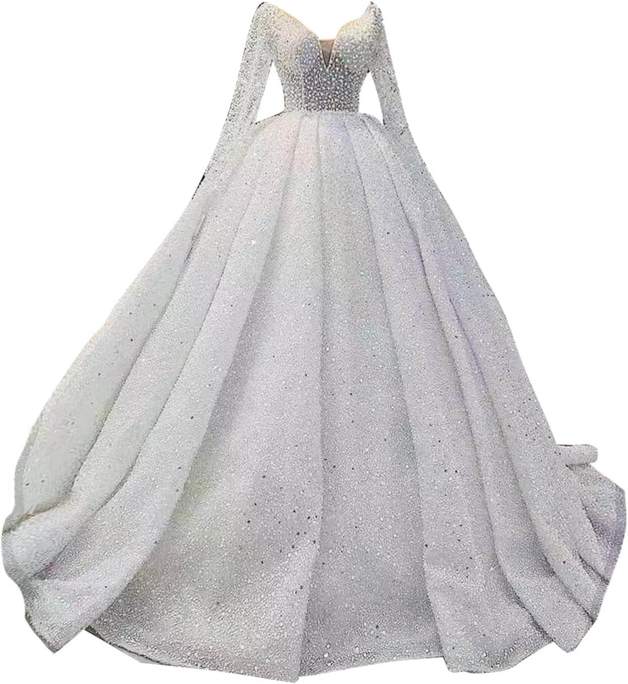 Tulle Wedding Dresses for Bride with Lace Appliques A Line Women Dress Long Sleeves Beach Bride Dress HS006