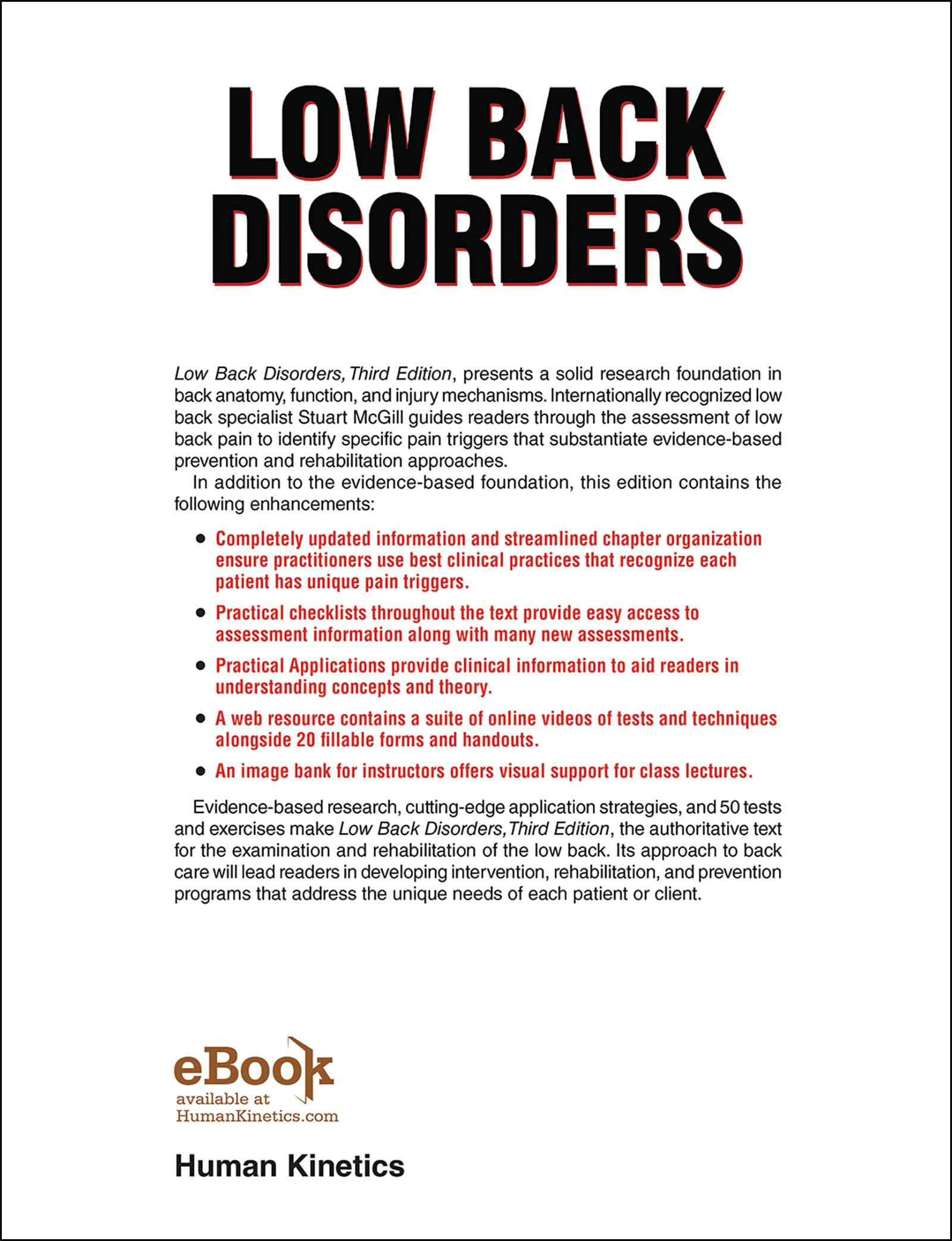 Low Back Disorders: Evidence-Based Prevention and Rehabilitation