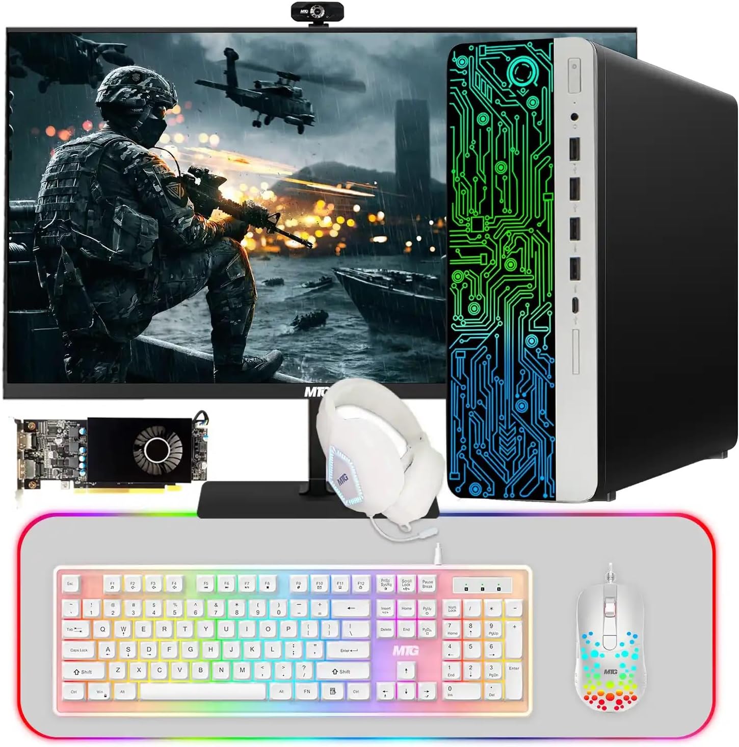 TechMagnet 2021 Desktop PC, Intel Core i7 6th Gen, AMD RX 550 Graphics, 32GB RAM, 512GB SSD + 1TB HDD, MTG 24 Inch Monitor, Gaming Kit Webcam, WiFi, Windows 11 Pro (Renewed)