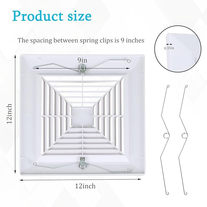 Rejilla cuadrada para ventilador baño 12x12 in blanca miniatura 2