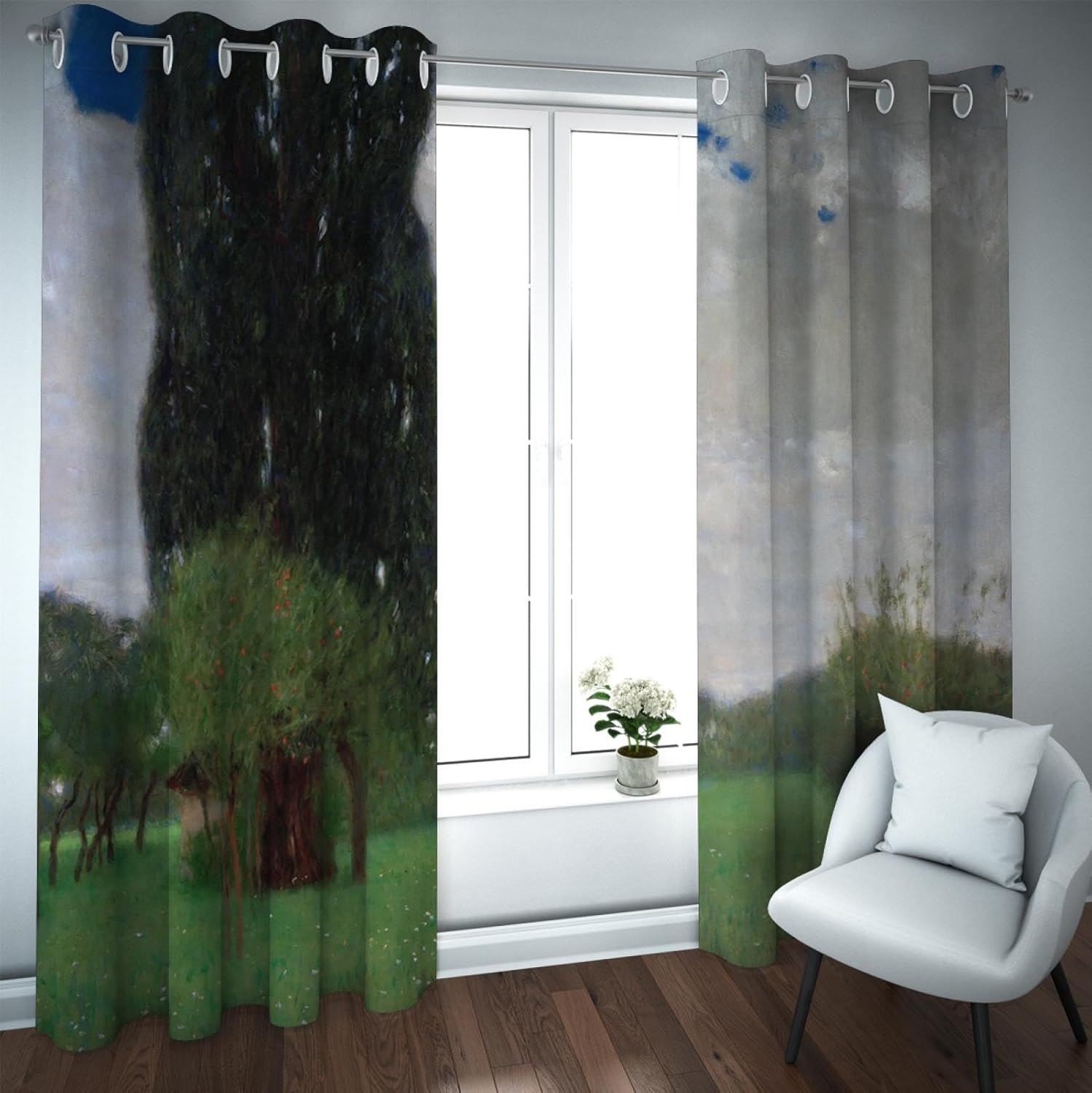 Country Style Window Drapes Orchard Flowers Blackout Curtains for Bedroom Living Room 2 Panels The Tall Poplar Trees II by Gustav Klimt 2X W38xL63in