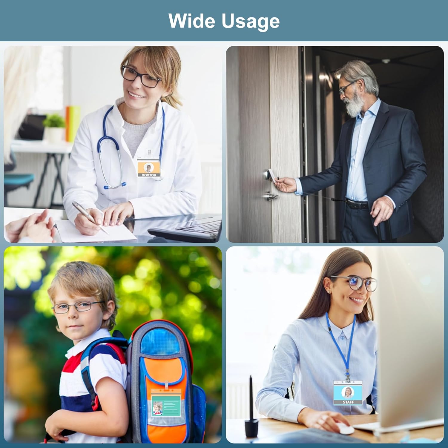 3x4 Inch Name Badge Holders - Fushing Clear Plastic Horizontal Name Tag Badge ID Card Holders for 3 x 4 Inch Name Badge Inserts or Name Tag Inserts (100) - Image 6