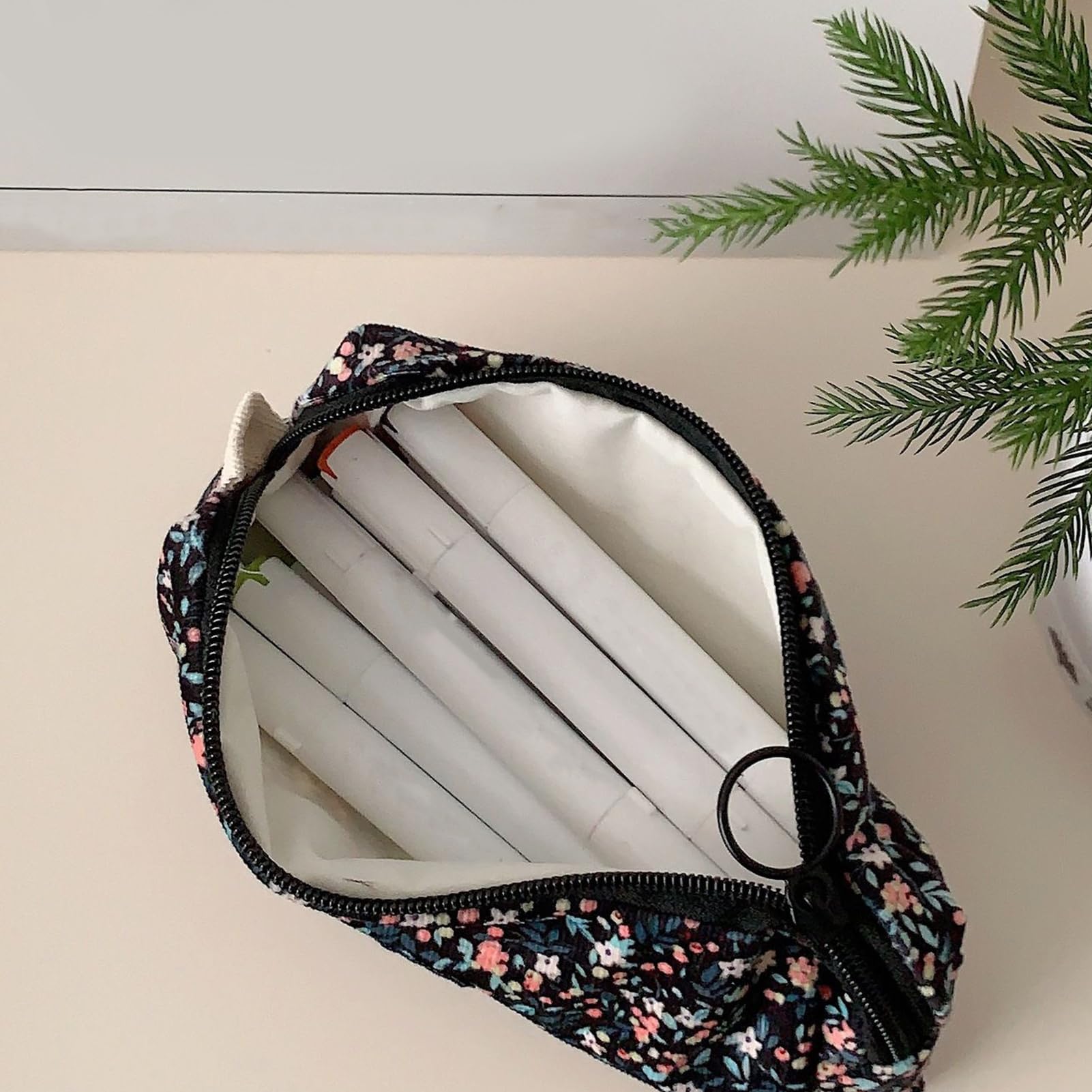 Générique Astuccio scolastico con cordino | 2 borse scolastiche adolescenti | Pochette organizzatrice con ricamo floreale 3D per scuola college donne adolescenti
