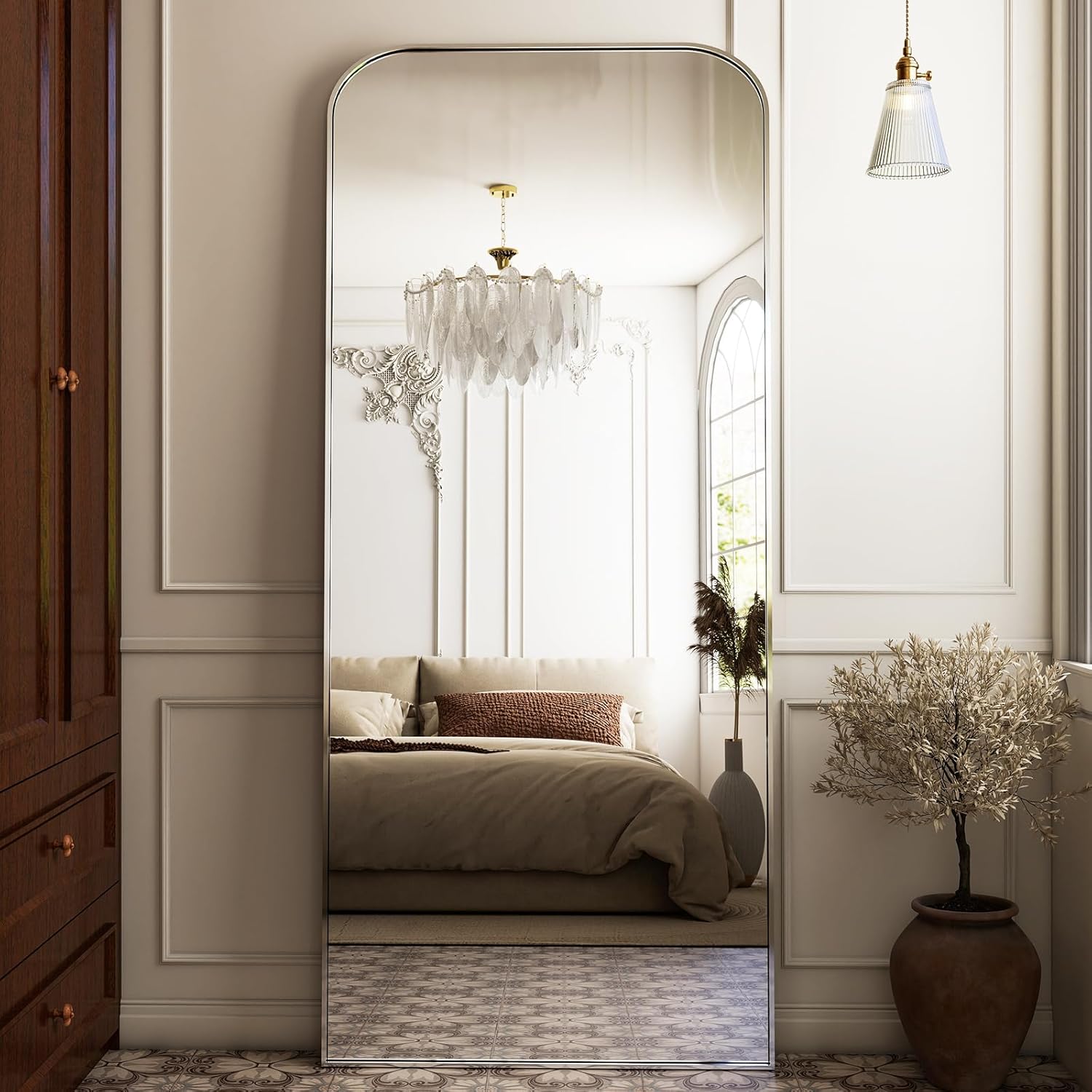 HARRITPURE 28"x71" Full Length Mirror Floor Mirrors Freestanding Hanging or Leaning Large Mirrors Full Body Mirror with Stand for Cloakroom, Bedroom, Living Room,Silver - Image 2