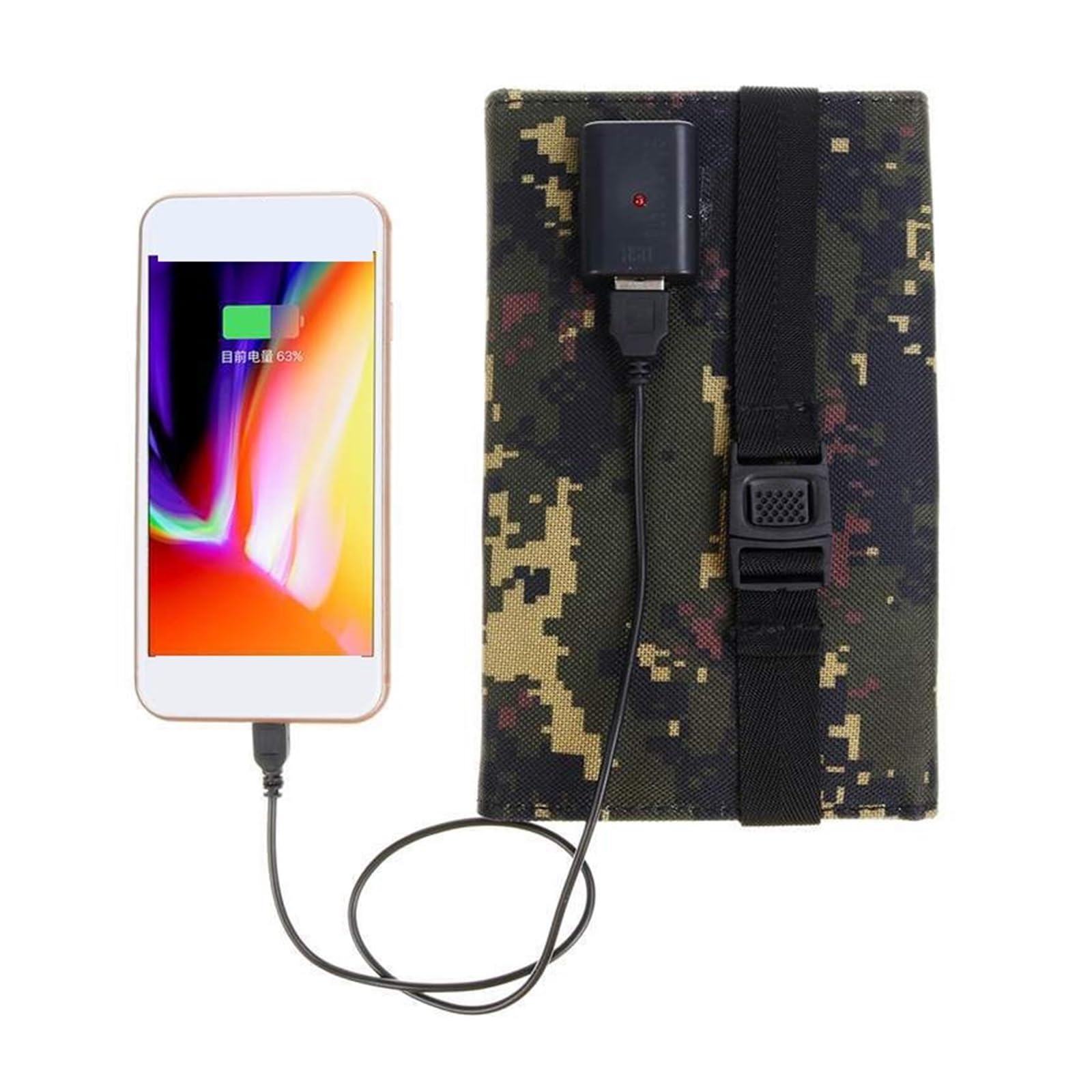 Składany panel słoneczny Power Bank do telefonu komórkowego Zewnętrzny wodoodporny akumulator USB akcesoriów kempingowych Wydajną Niezawodną(Black Design)