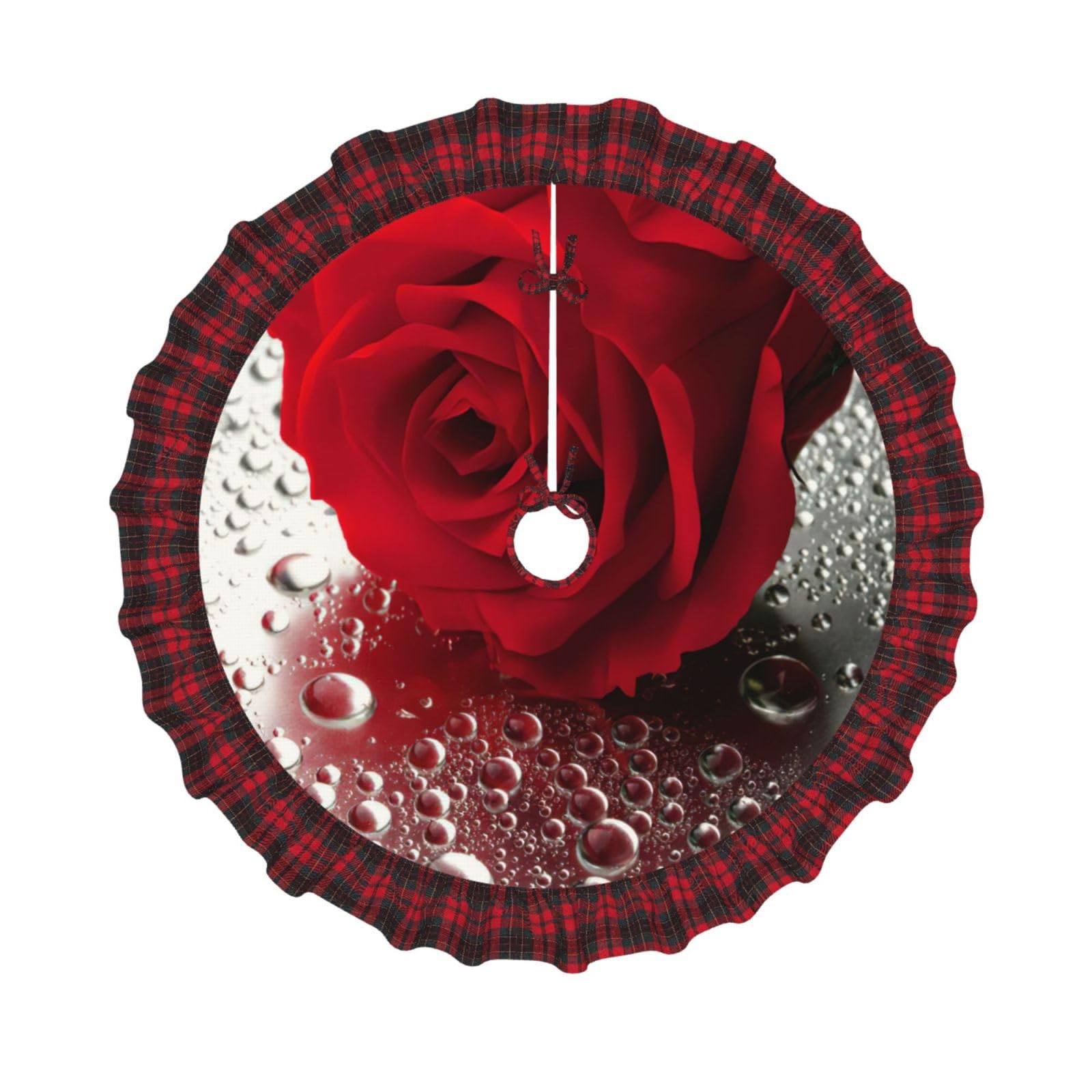 Jupe de sapin de Noël traditionnelle aux roses rouges pour raviver la magie des fêtes