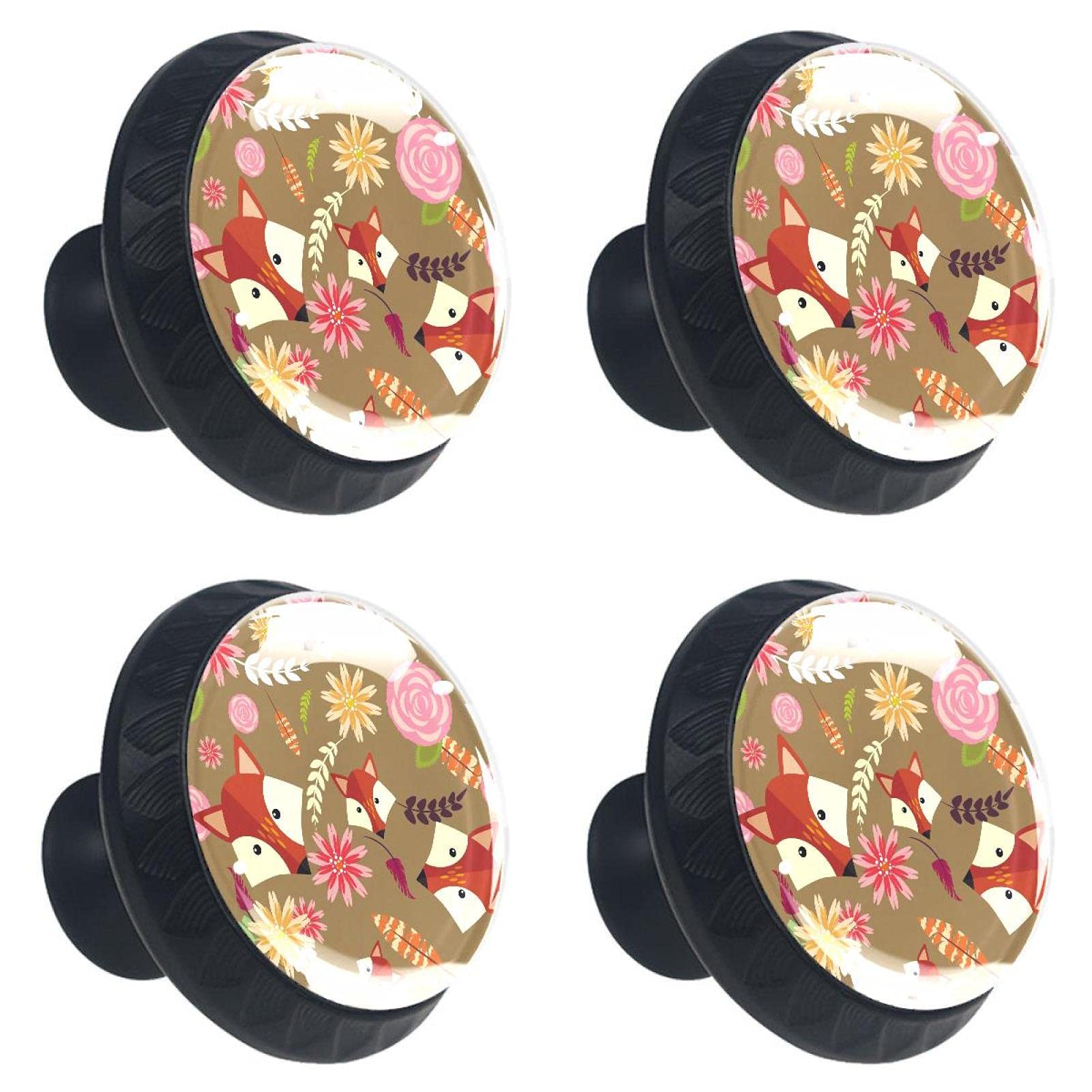 Boutons en verre pour tiroir au motif floral romantique