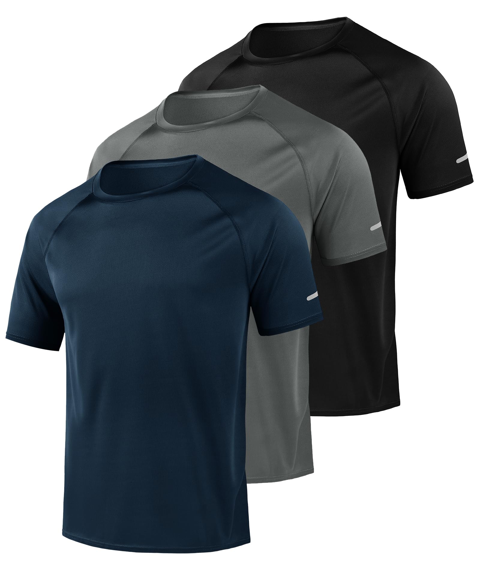 3 Pack Mens Workout Shirts Fast Dry Athletic T-Shirts Moisture Wicking Running Gym Short…