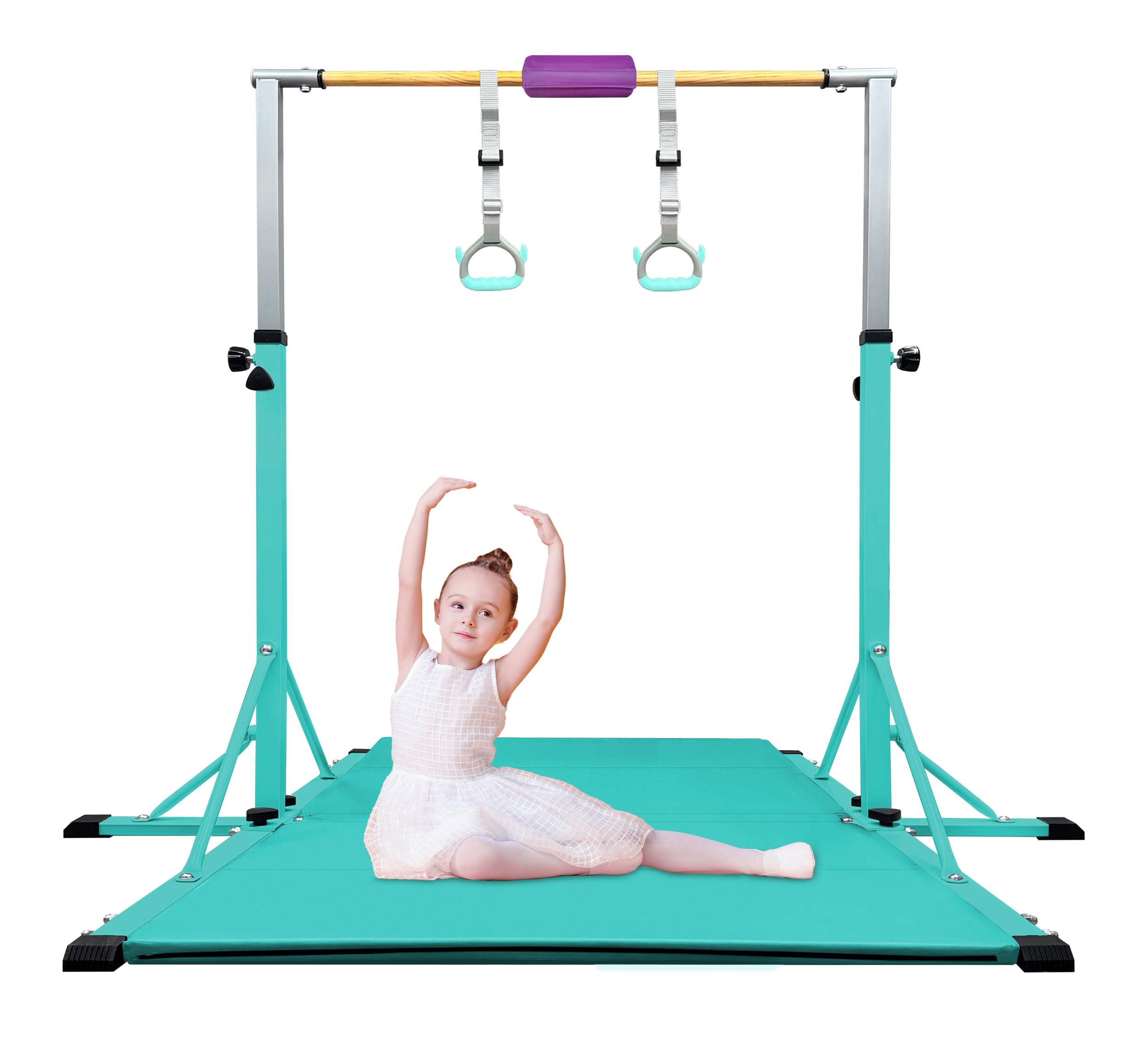 86 York Gymnastics Bar for Kids Ages 3-20, 5FT Base Length, 42" to 63" Adjustable Height, Horizontal Bar, Kip Bar for Gymnast, Gymnastic Training Equipment for Home, Gym Center