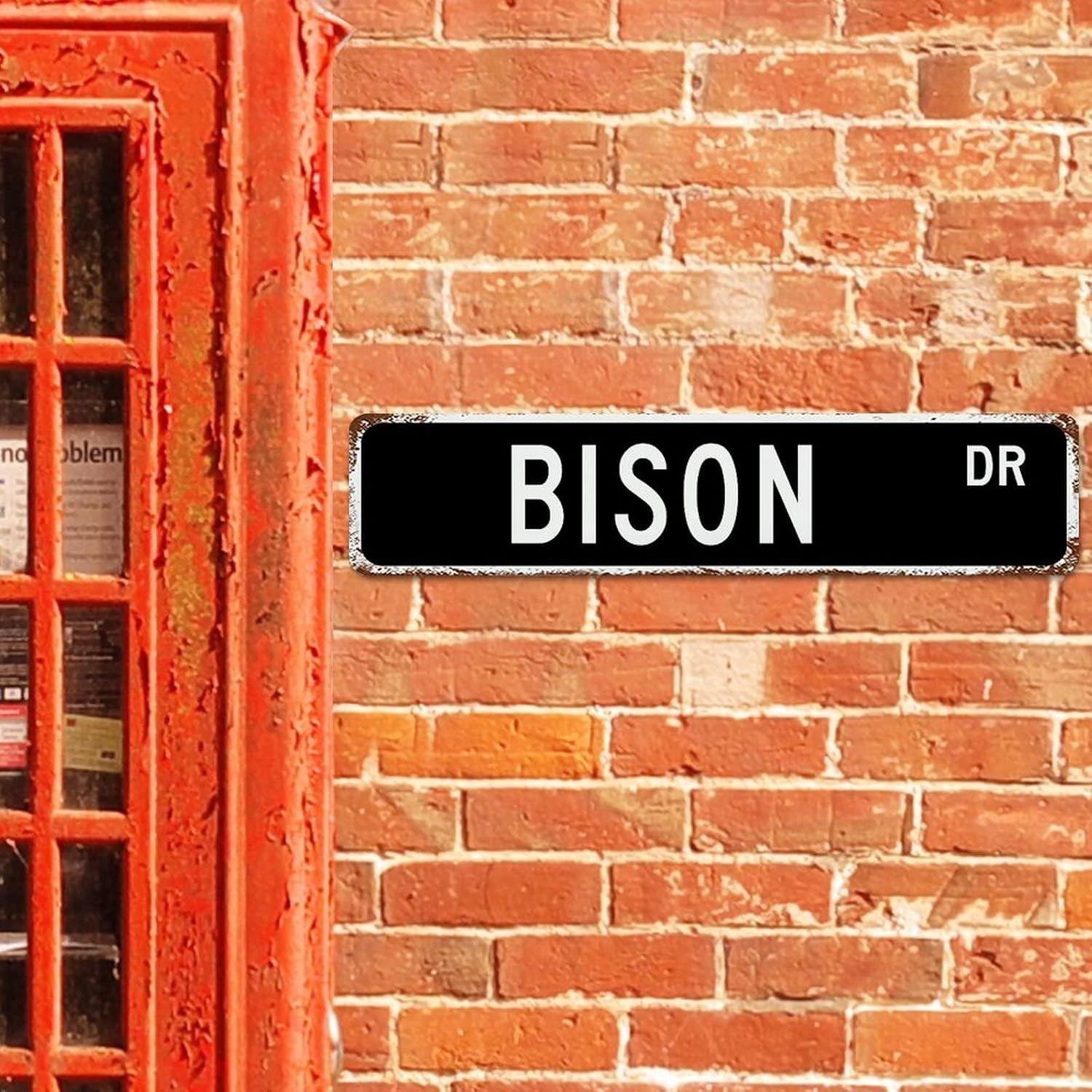 Bison Street Signs Metal Sign Bison Decor Gift Home Decor for Bison Lover Animal Rustic Wall Art Farmhouse Decorative Sign Home Decor for Bedroom Kitchen Cafe Bar Office Garage Indoor/Outdoor Use