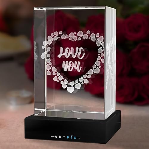 Miniatura 4 de ArtPix 3D Marco de corazón de cristal, regalos personalizados para el día de San Valentín para él, ella, mamá, papá, imagen grabada con láser 3D,