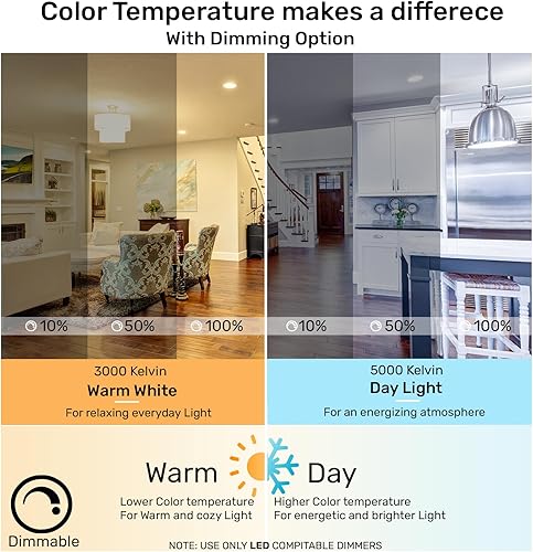 Miniatura 7 de Bombilla LED A19 equivalente a 40 W, luz blanca diurna de 5000 K, 450 lúmenes, bombillas LED GLS estándar regulables de 5.5 vatios, certificación