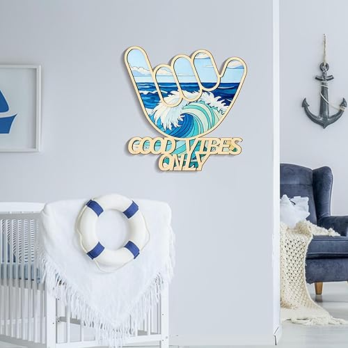 Miniatura 7 de Bnesi Decoración hawaiana de madera, letrero de mano de surfista, decoración de pared de tabla de surf, decoración de pared para habitación de