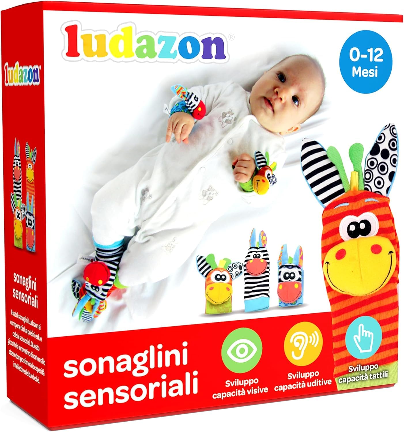 Sonaglini Sensoriali Montessori  Calzini Sonaglio Mani e Piedi Neonato 0-12 Mesi  Stimola Udito e Coordinazione  Gioco Educativo  Idea Regalo e Lista Nascita Bebè Maschio e Femmina