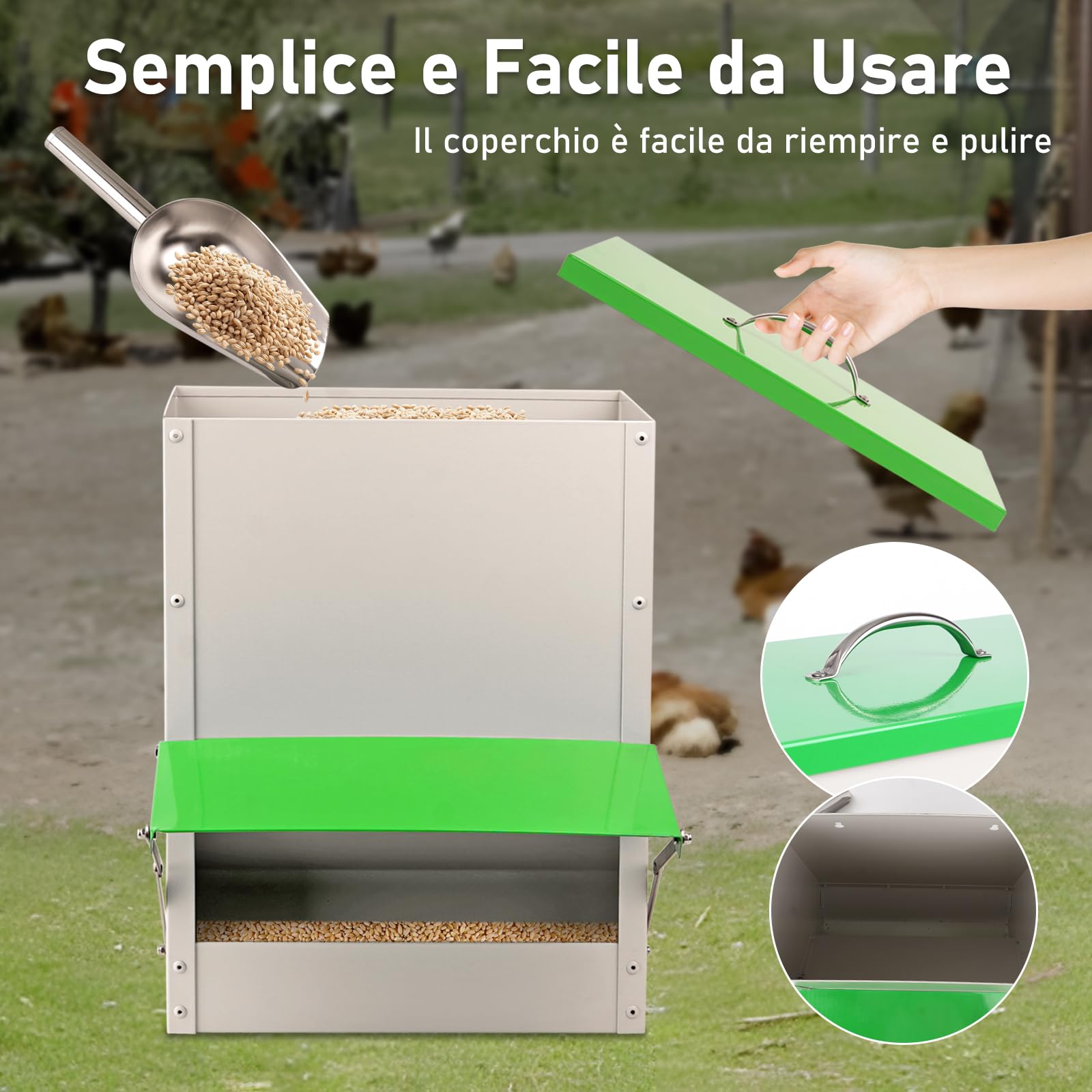 Mangiatoia Automatica Per Polli da 11 Kg Mangiatoia Per Pollame a Parete,Mangiatoia Per Pollame Senza Rifiuti,Mangiatoia Antipioggia Per Esterni Per Impieghi Gravosi Per Polli,Anatre,Tacchini D'Oca