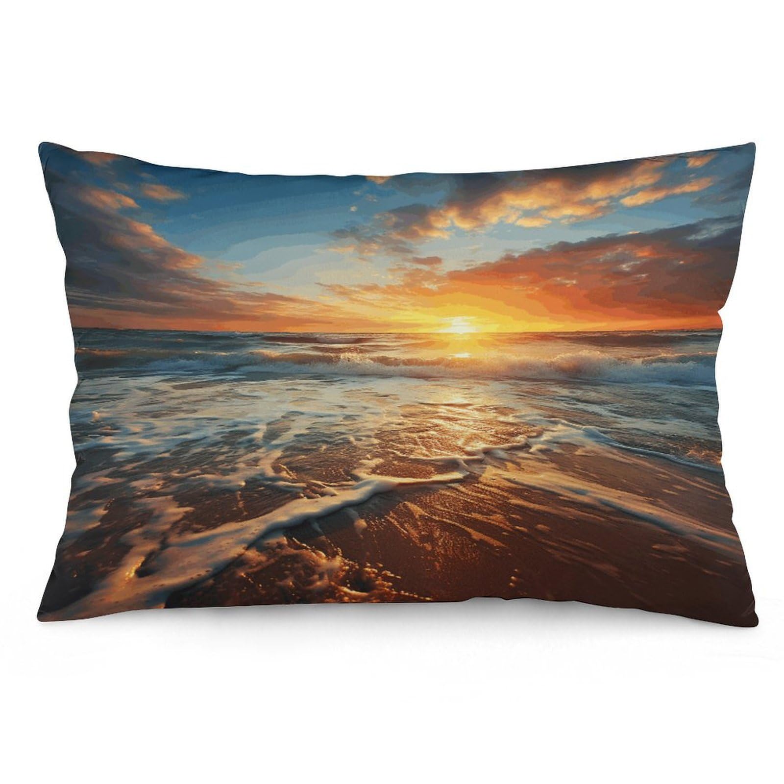 Ocean Sunrise Throw Pillow Cover Soft Lumbar Pillow Covers with Zipper Breathable Rectangular Cushion Case Polyester Pillow Case Decorative Body Pillow Cover for Couch Bed