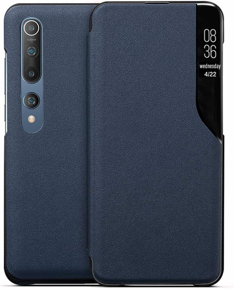 EUDTH Xiaomi Mi 10/Mi 10 Pro Case, Smart View Window Flip Cover Case PU Leather Protective Case for Xiaomi Mi 10/Mi 10 Pro 6.67" -Blue