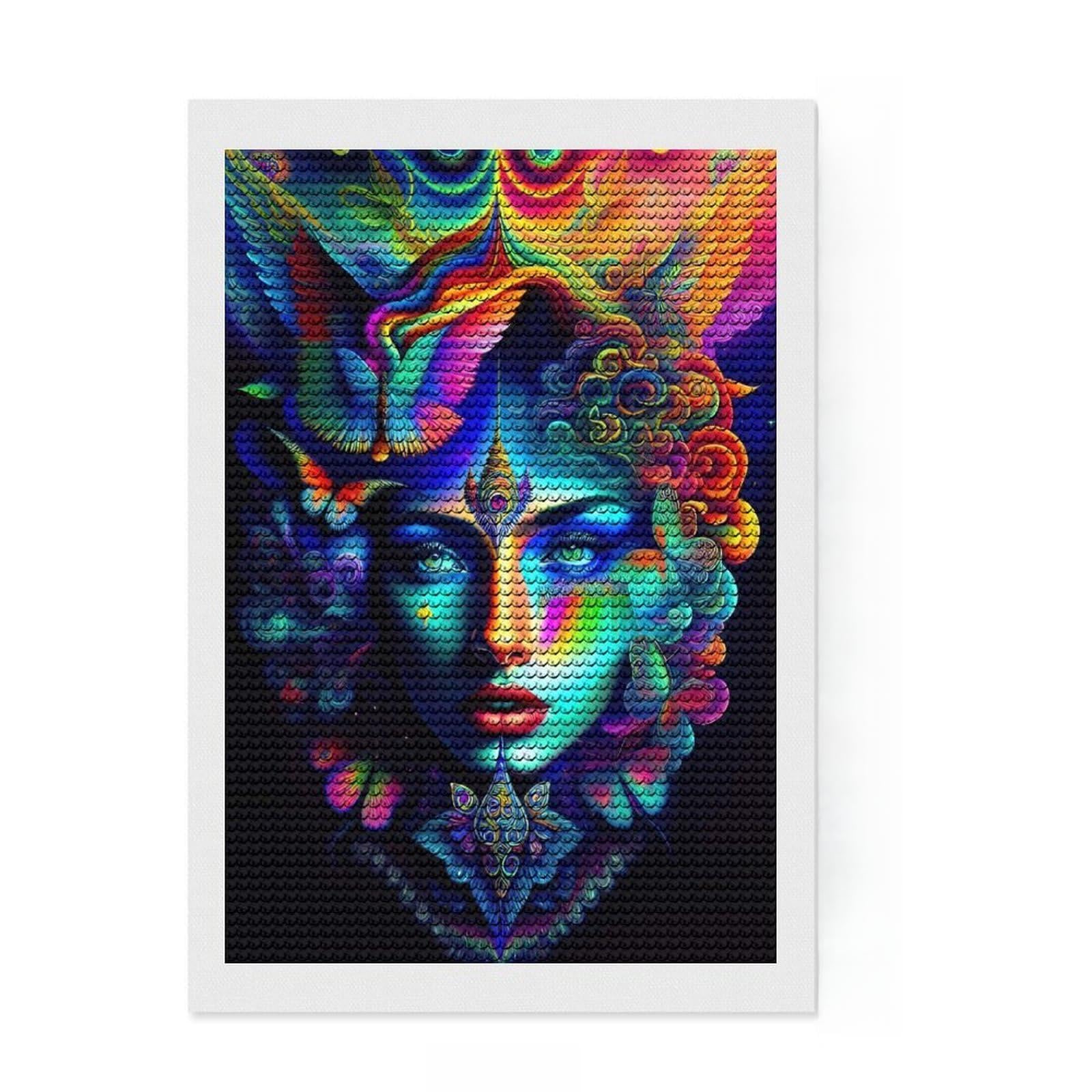 Junmoney Lady Surreal 07 Diamond Painting Kit 8"x12", Decorate Your Room, Easy to Follow Symbols, Full Kit Included, Office Decor
