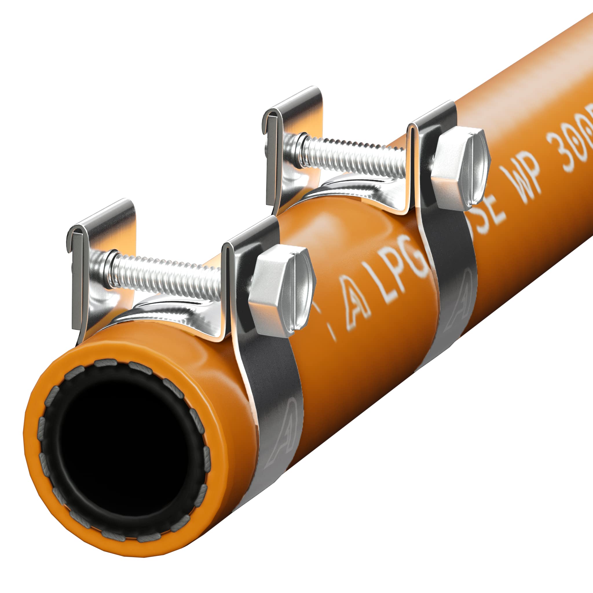 Ap Automotive Orange 8Mm X 2 Metre Butane/Propane Lpg Gas Hose With 2 Pipe Clips