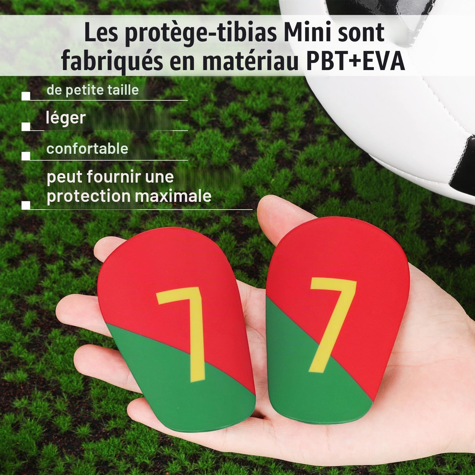 Mini Protège-Tibias de Football, 8x5cm Mini Protège-Tibias Shin Guards Équipement pour Hommes Jeunes Adultes Femmes Enfants Garçons et Filles (Numéro d'uniforme Spécial N°7)