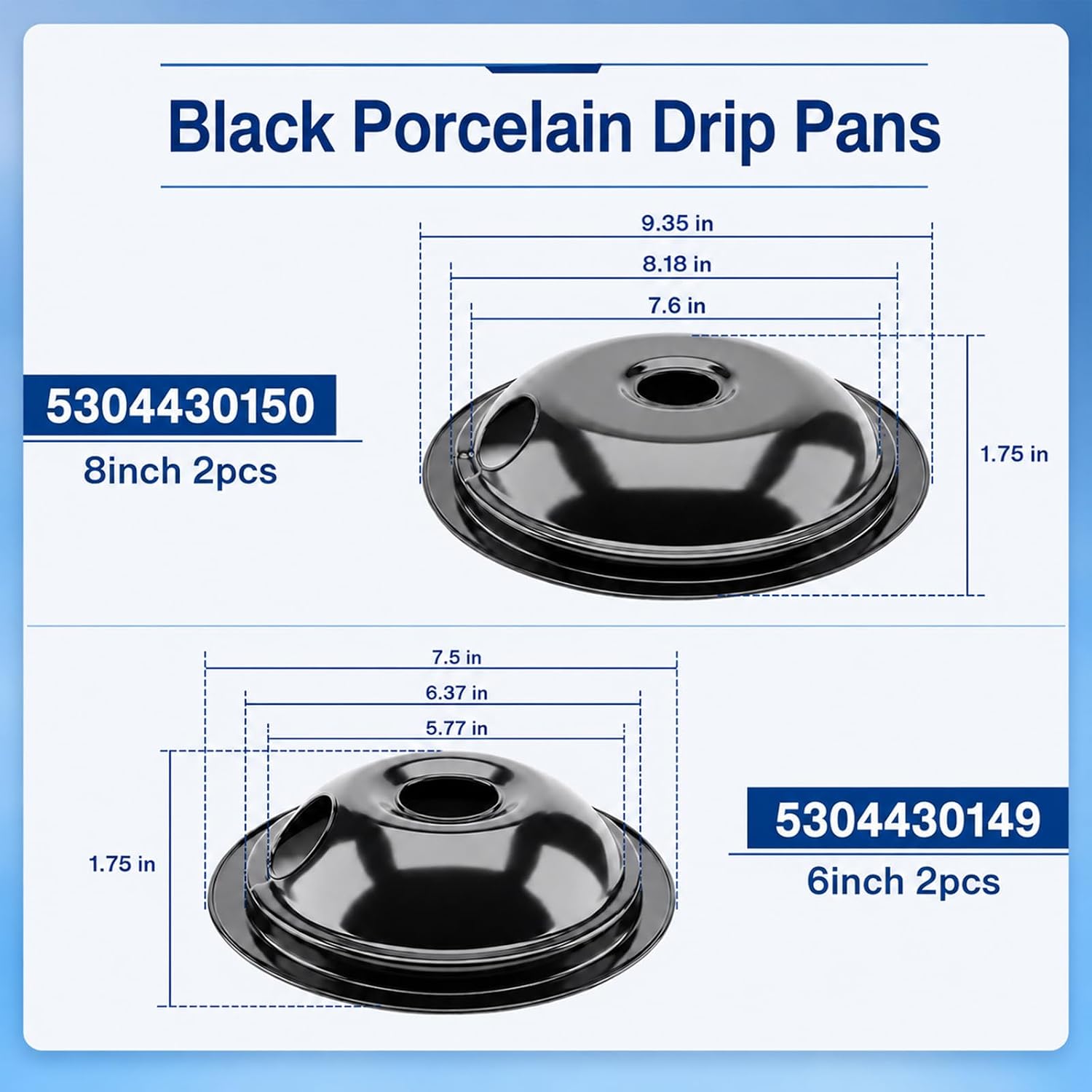 5304430149 5304430150 Porcelain Drip Pans & MP22YA Electric Stove Burners