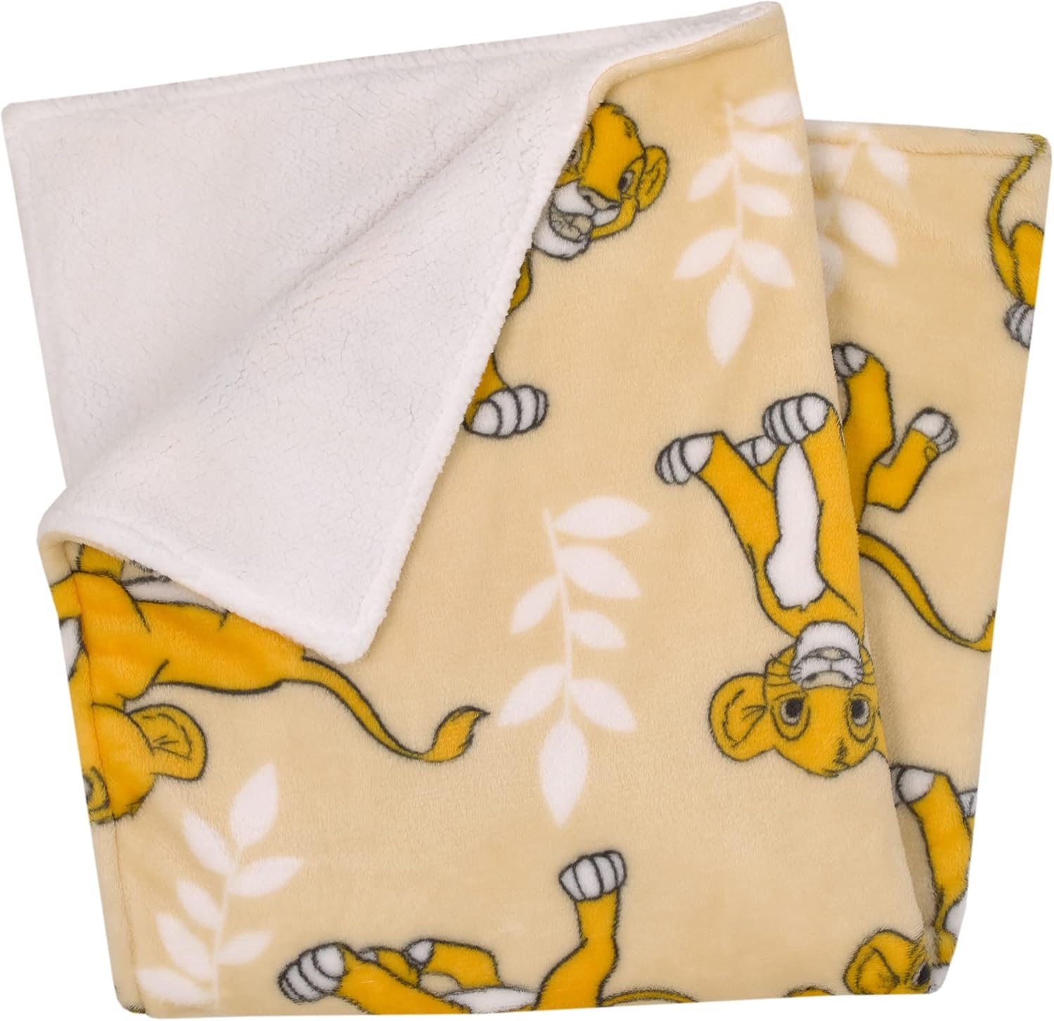 NoJo Disney Lion King Tan, Beige and White Simba Super Soft Sherpa Baby Blanket - Image 3