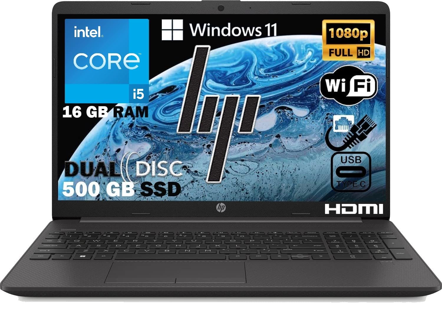 HP 250 G9 Notebook intel 10 core i5 13Th fino a 4,60Ghz, Ram 16Gb Ddr4,Ssd Nvme 512GB,Display 15.6" FULL HD,Pc portatile Windows 11 - Immagine 1