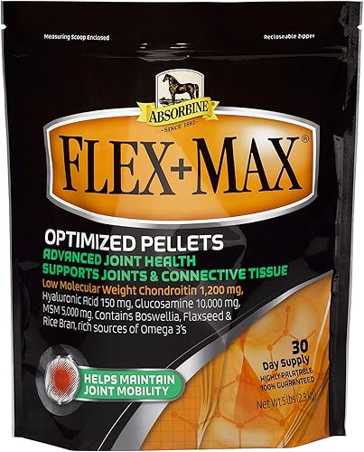Miniatura 7 de Absorbine FlexMax - Pellets de suplemento para articulaciones de caballo fórmula equina integral con glucosamina MSM condroitina y linaza tina de 10