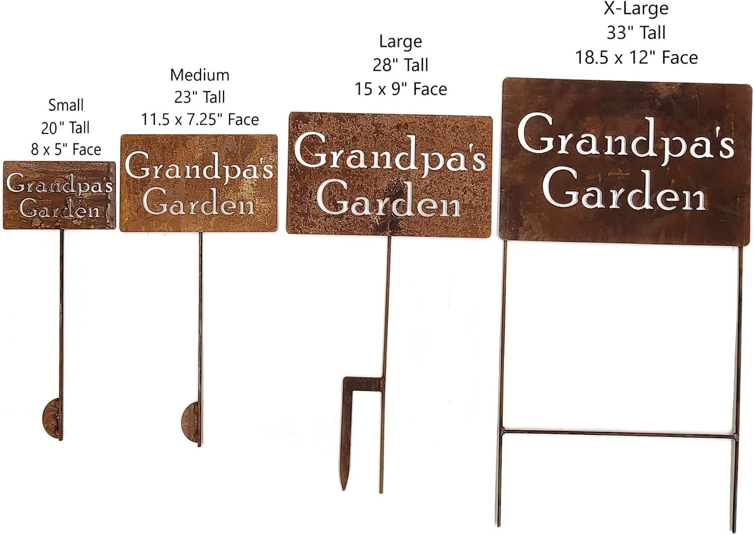 Family Name Gift Garden Stake 20 to 33 Inches Tall (Grandpa's Garden, Large 28" Tall)