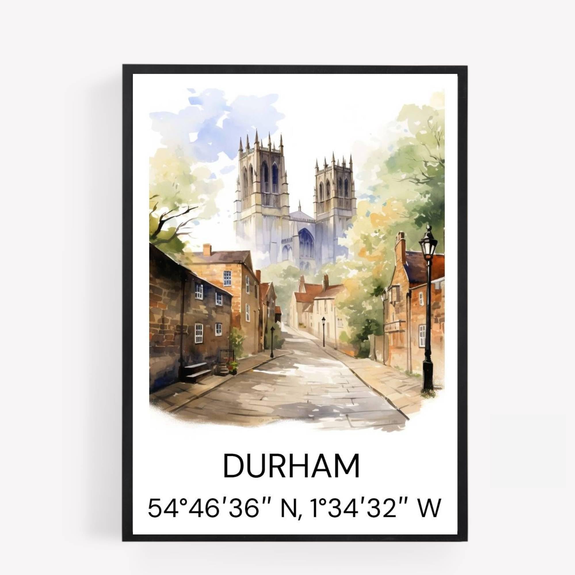 gfc durham Cityscape Skyline Map Print Picture Poster Gift A4 UNFRAMED 1 wall art Home decor Decorating landmarks