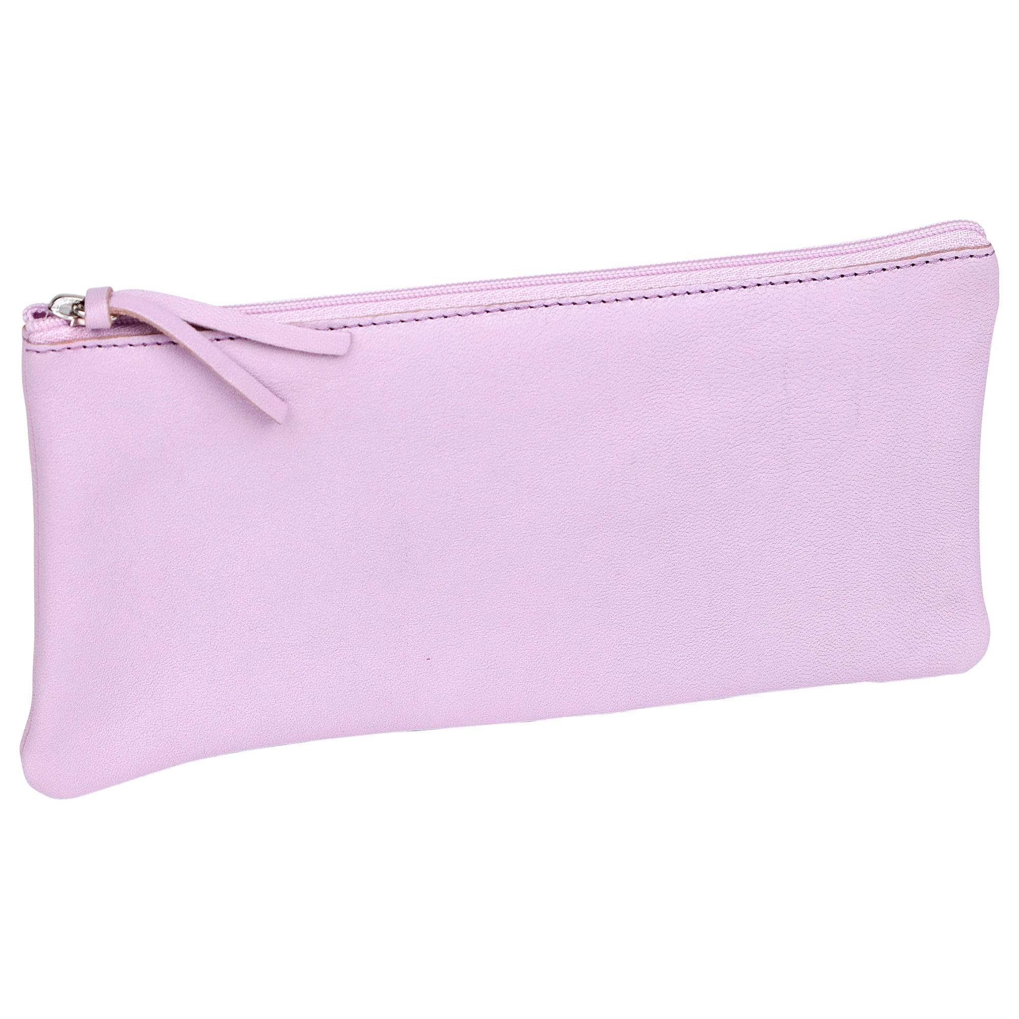 Clairefontaine 410146C - One Genuine Lambskin Flat School Pencil Case Lilac - Dimensions: 22x11 cm - School Supplies - Coloured Pencil Case - Pen Case