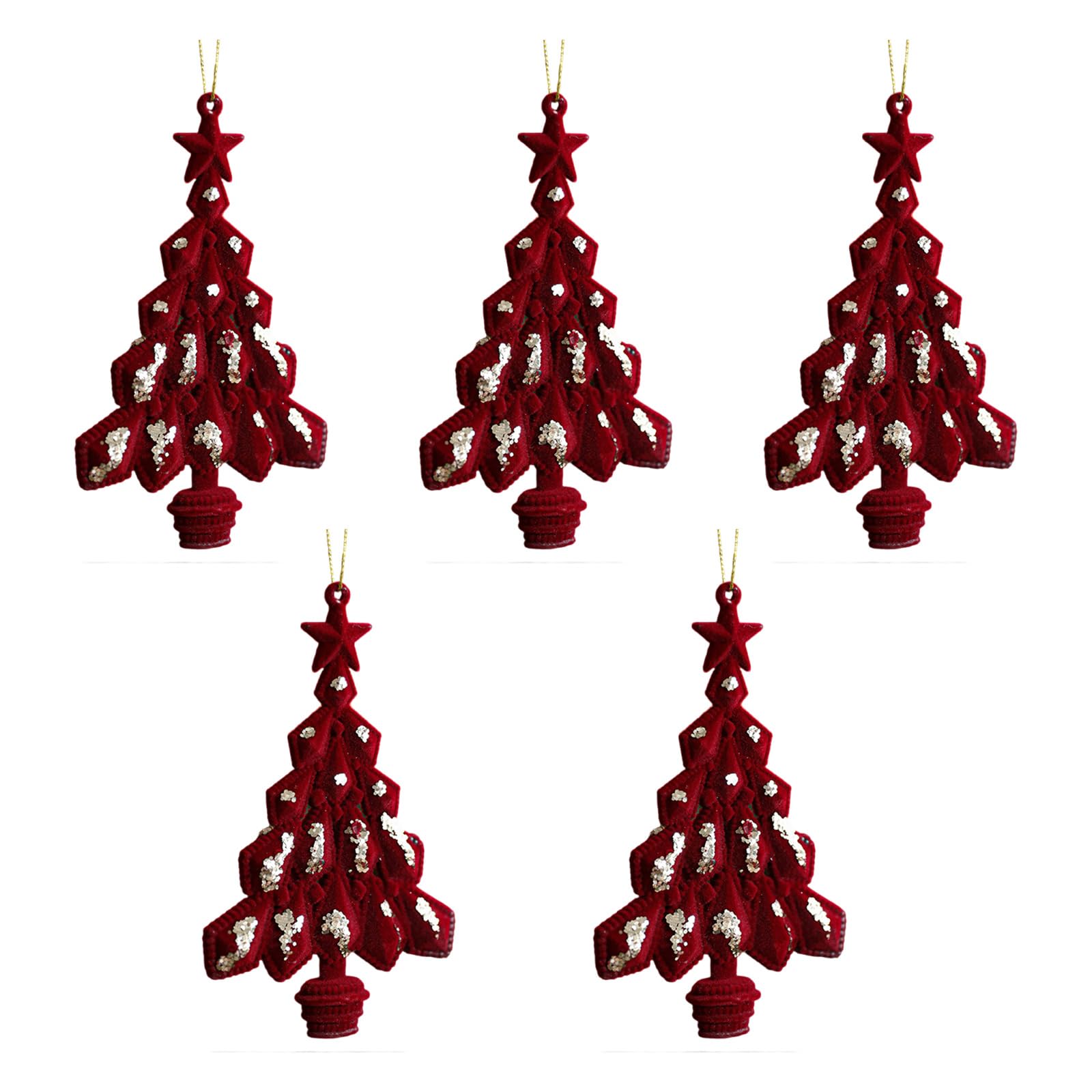 Buxuaaaa Tree Top Star Christmas Festive Flocking Ornaments For Tree Decoration Santa Snowflake Holiday Season Tree Ornaments Star Pendants Bulk