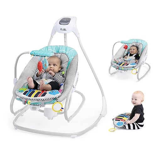 Baby Einstein Explorers Kick to It - Columpio y balancín musical 4 en 1 para bebé, con juguete de piano extraíble, a partir de 0 meses