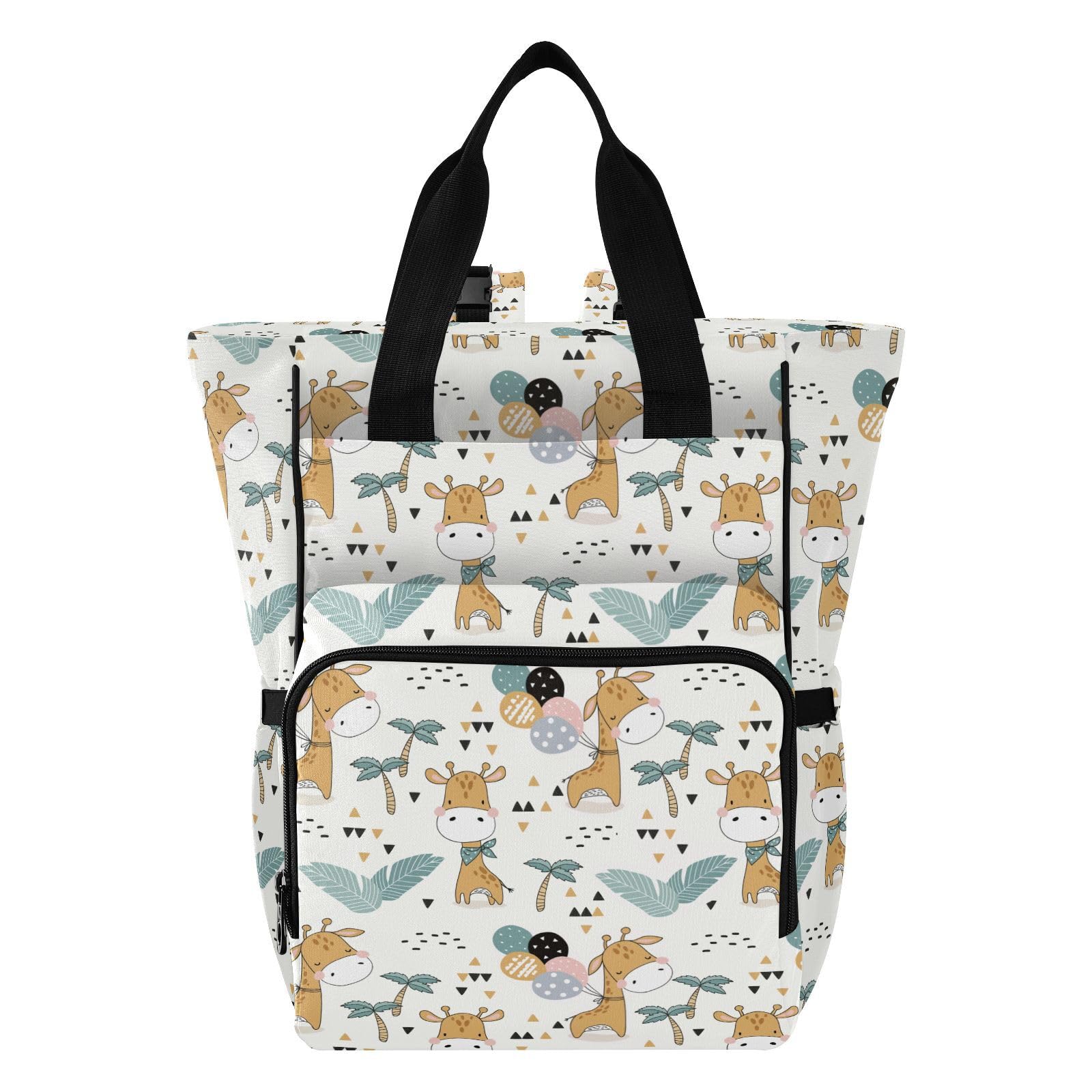 ALAZA Baby Changing Bag Backpack, Nappy Changing Bags Cute Cartoon Giraffe Animal Multi-Functional Diaper Bag Tote Large Capacity Mum Dad Backpack