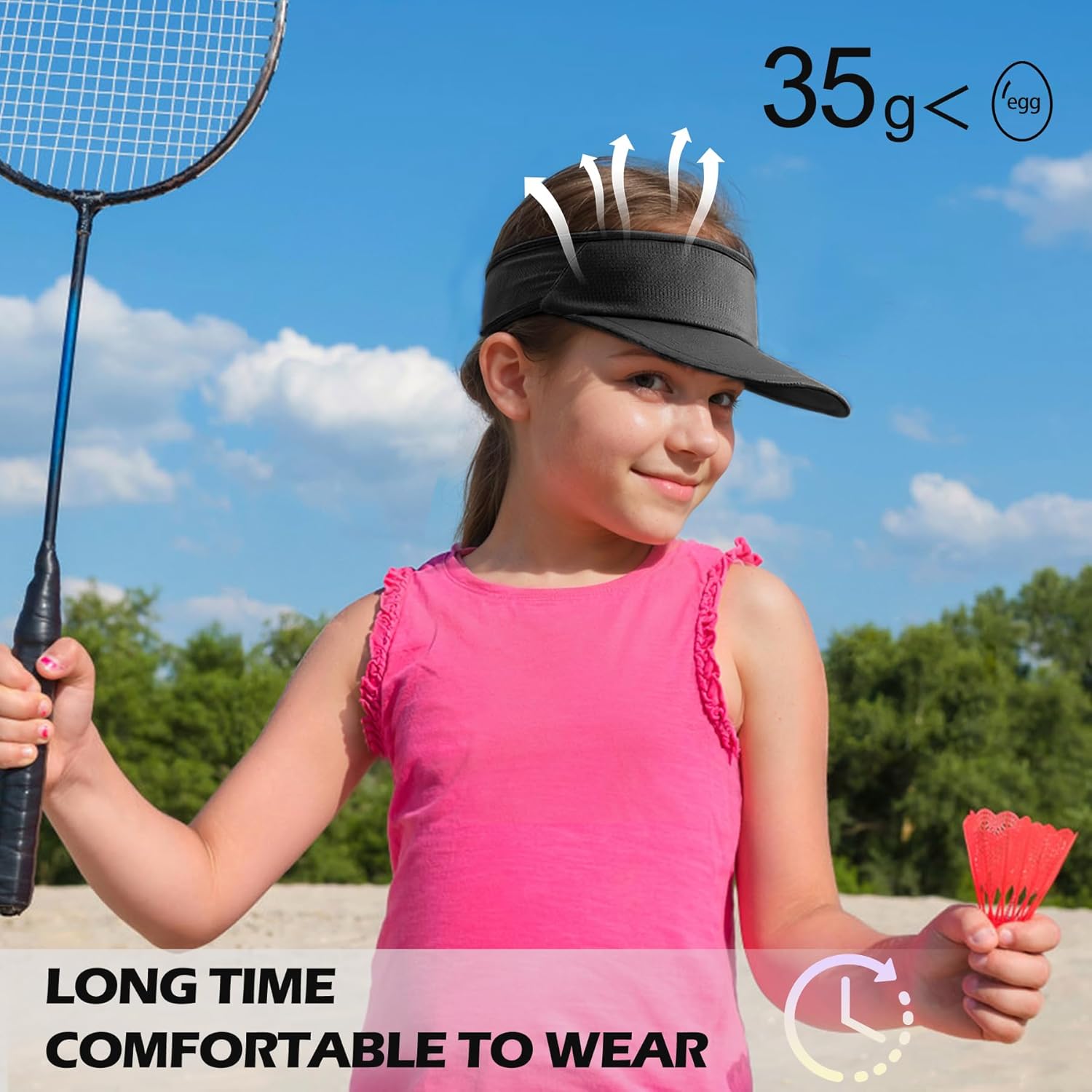 Sukeen Kids Sun Visor Hats for Girls Boys,Lightweight Sports Hat UPF50+ Sun Hat Cooling Headwear Visor for Running Outdoors - Image 2