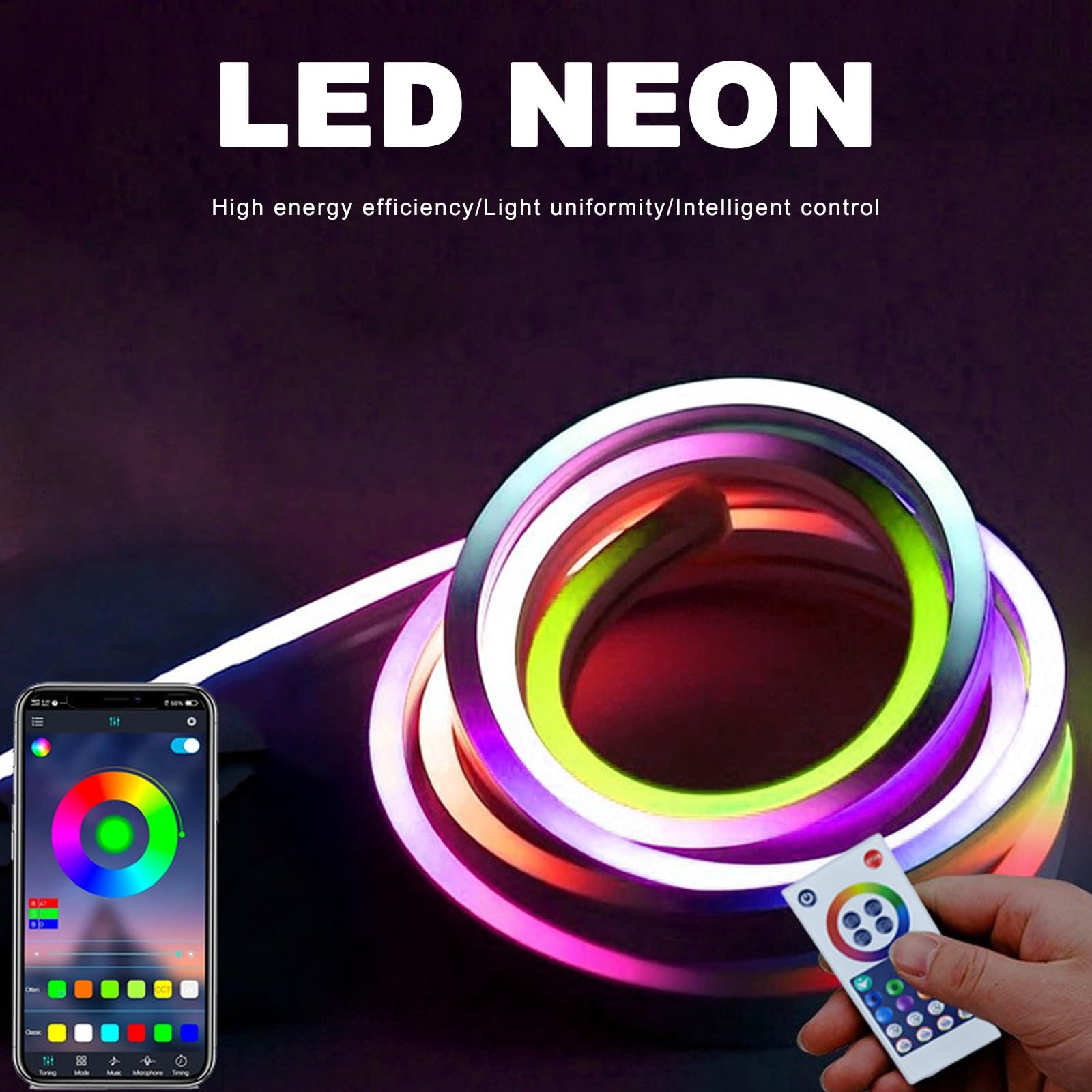 DIY Led Luces para TV, tiras de luz led inteligente, USB fuente de alimentación, conecte wifi para ajustar el color en sincronía con la música, adecuado para el dormitorio, cocina, TV, fiesta
