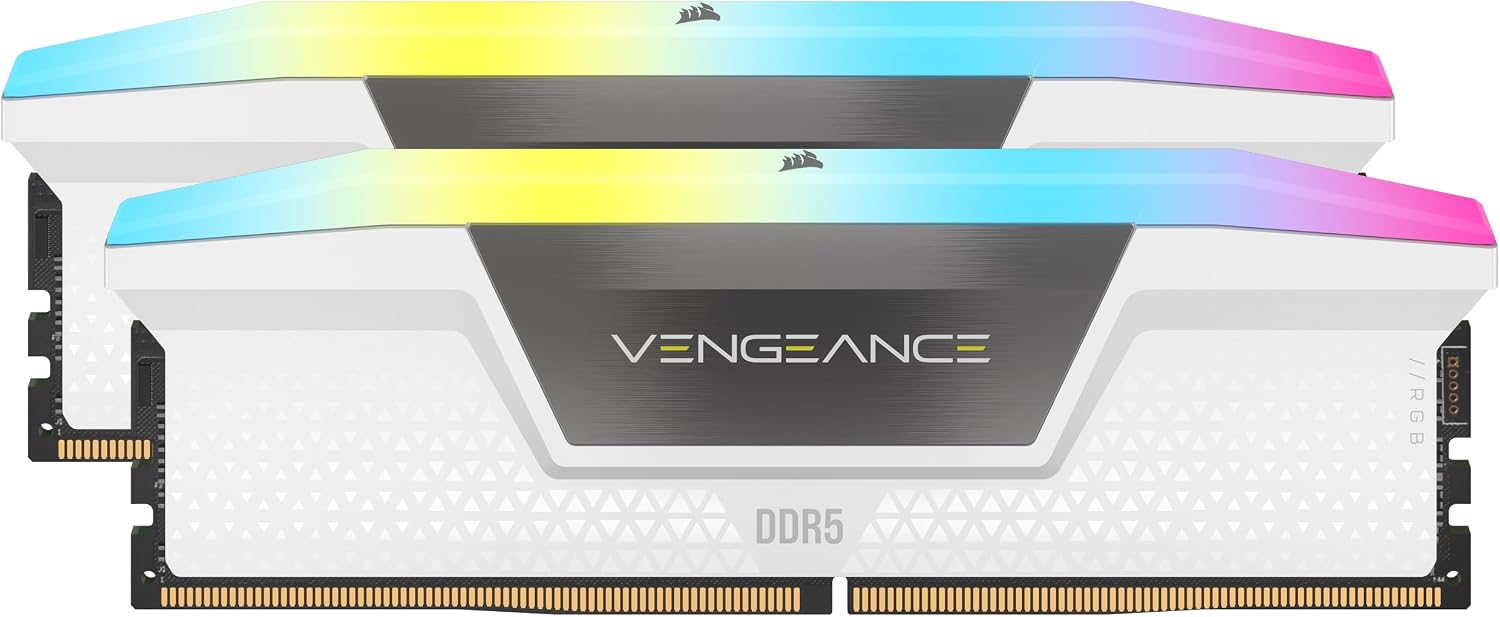 Vengeance RGB DDR5 32GB (2 x 16GB) Up to 6000MHz AMD Intel RAM | Desktop Gaming Memory, AMD EXPO & Intel XMP 3.0 Compatible, CL30, White, CMH32GX5M2B6000Z30W