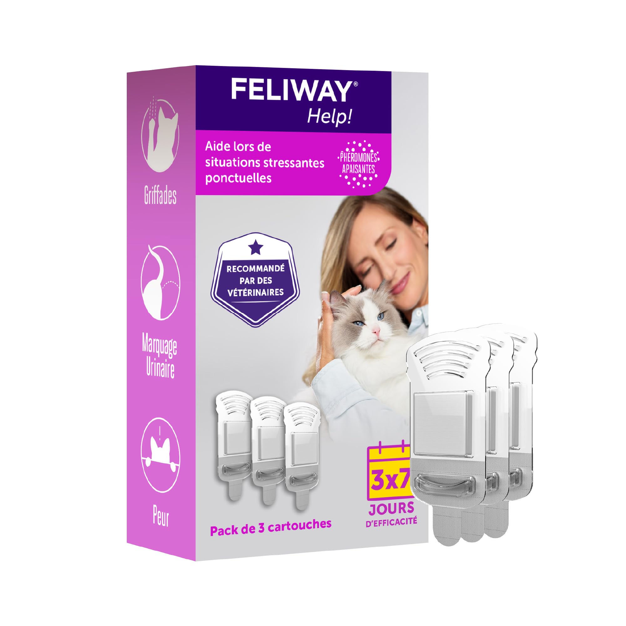 FELIWAY Help! - Anti-Stress pour Chat - Pack économique 3 Cartouches (3x7 Jours)