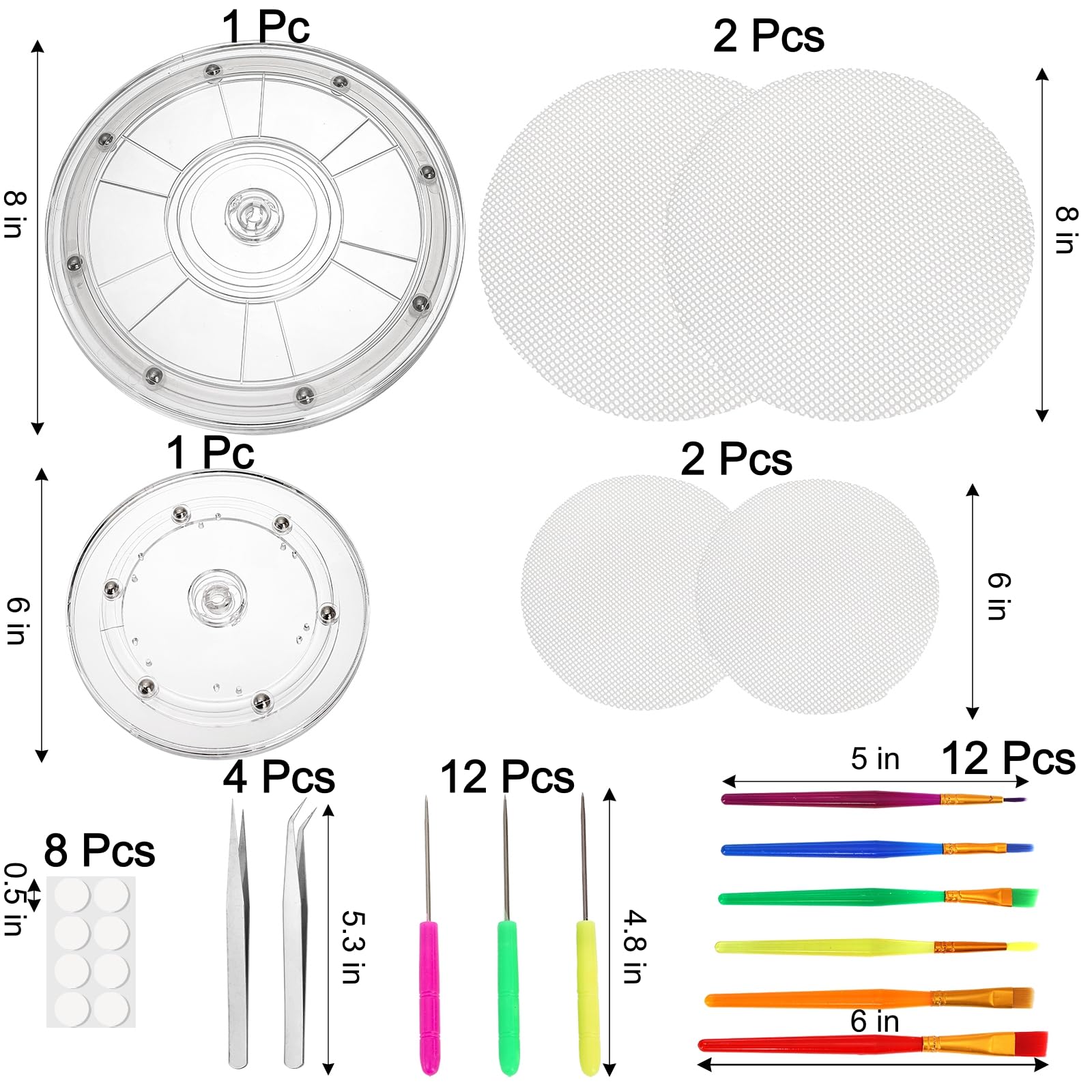 Hacaroa Plätzchen-Dekorationsset, 15,2 cm / 20,3 cm, Acryl, mit 12 Keks-Nadeln, 12 Keksdekorationsbürsten, 4 Pinzetten für Kekse, Kuchendekoration