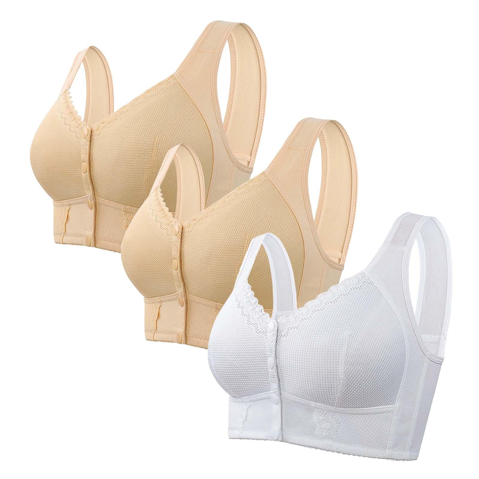 2er-Pack BHs für Damen, bügellos – Damen-BHs ohne Bügel, volle Unterstützung, Frontverschluss, weiche, kabellose BHs für Damen, große Brust, leicht, atmungsaktiv, gepolsterte BHs für Damen, volle